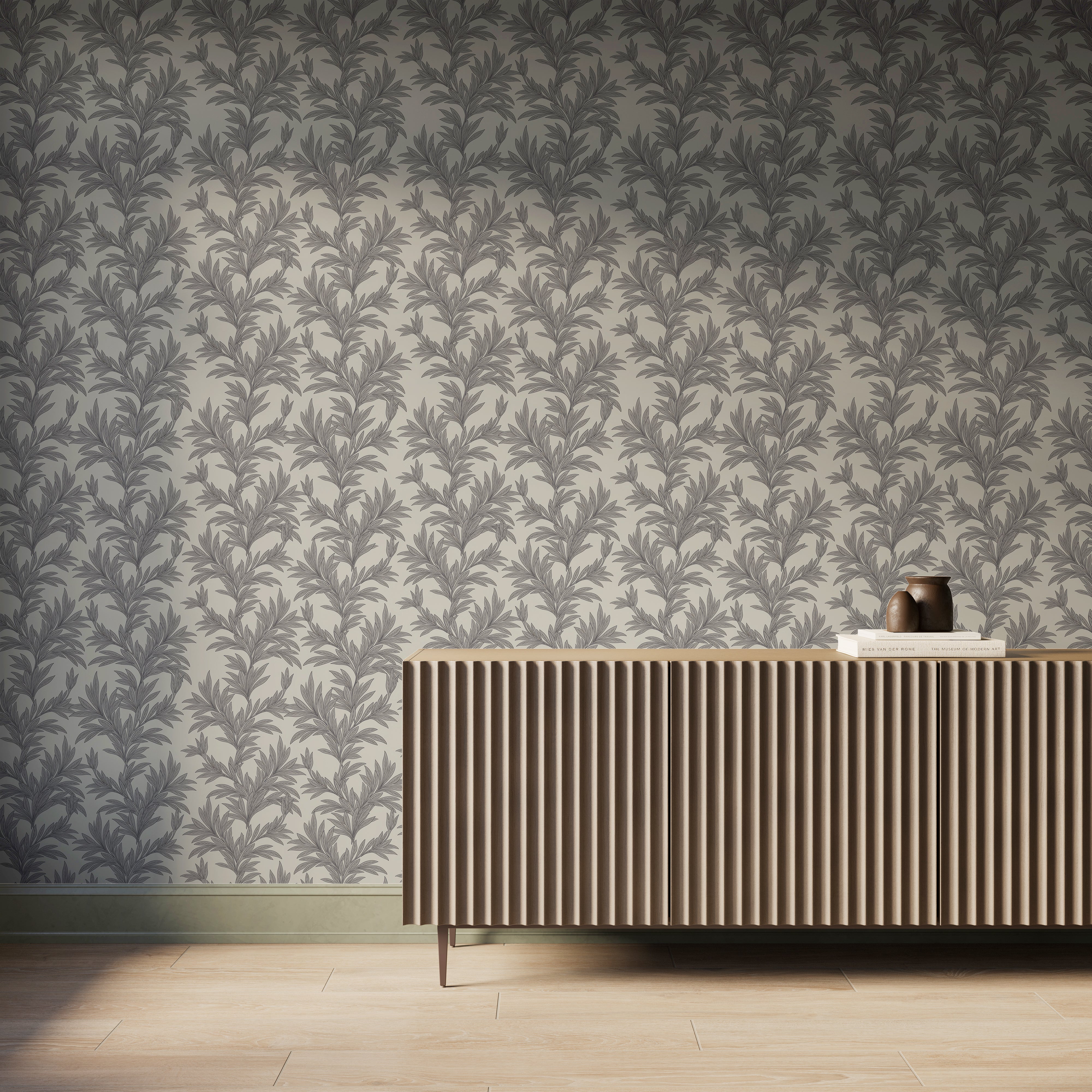 Bower Wallpaper in Black II, 52" x 132"