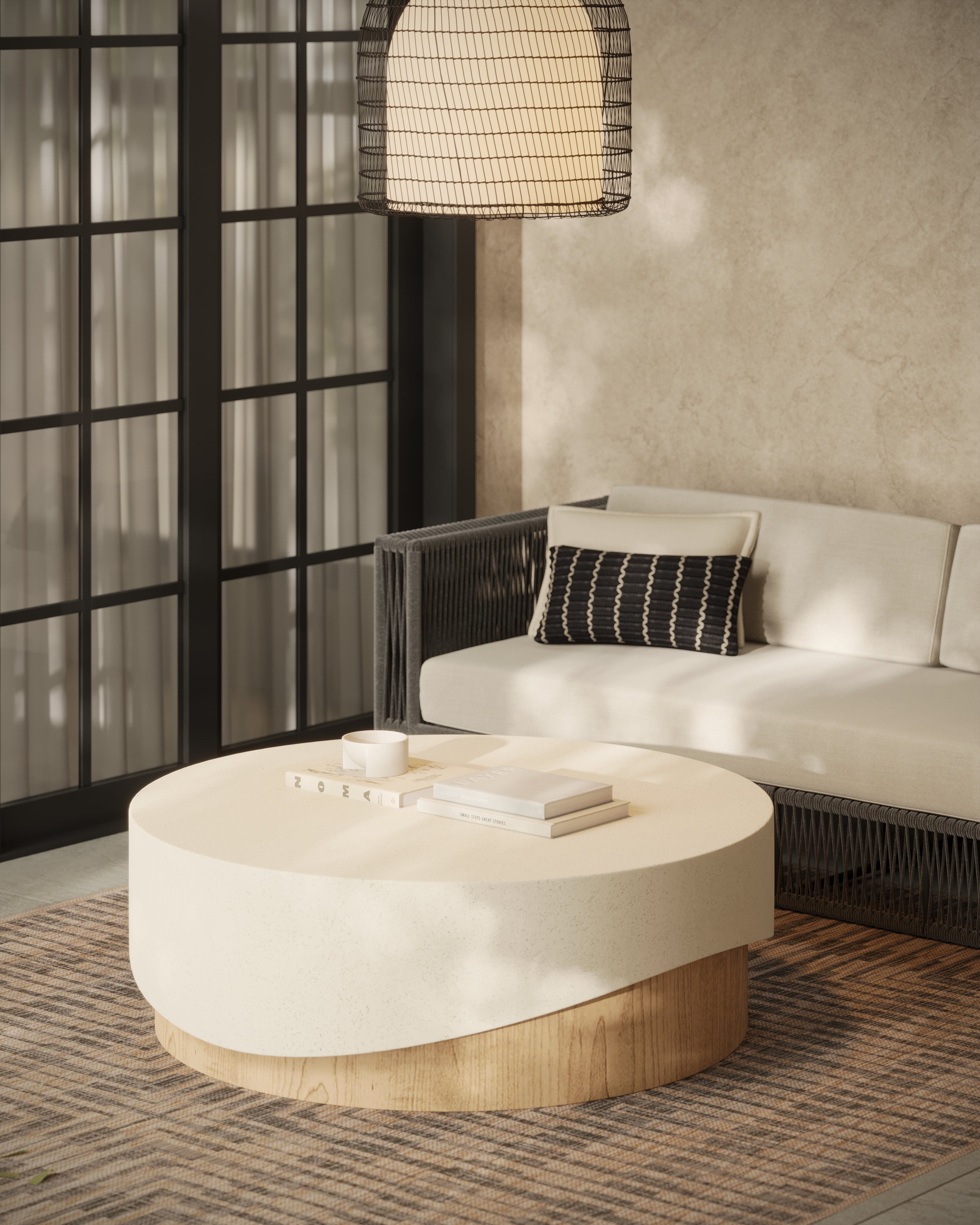 Lina Outdoor Coffee Table in Cream