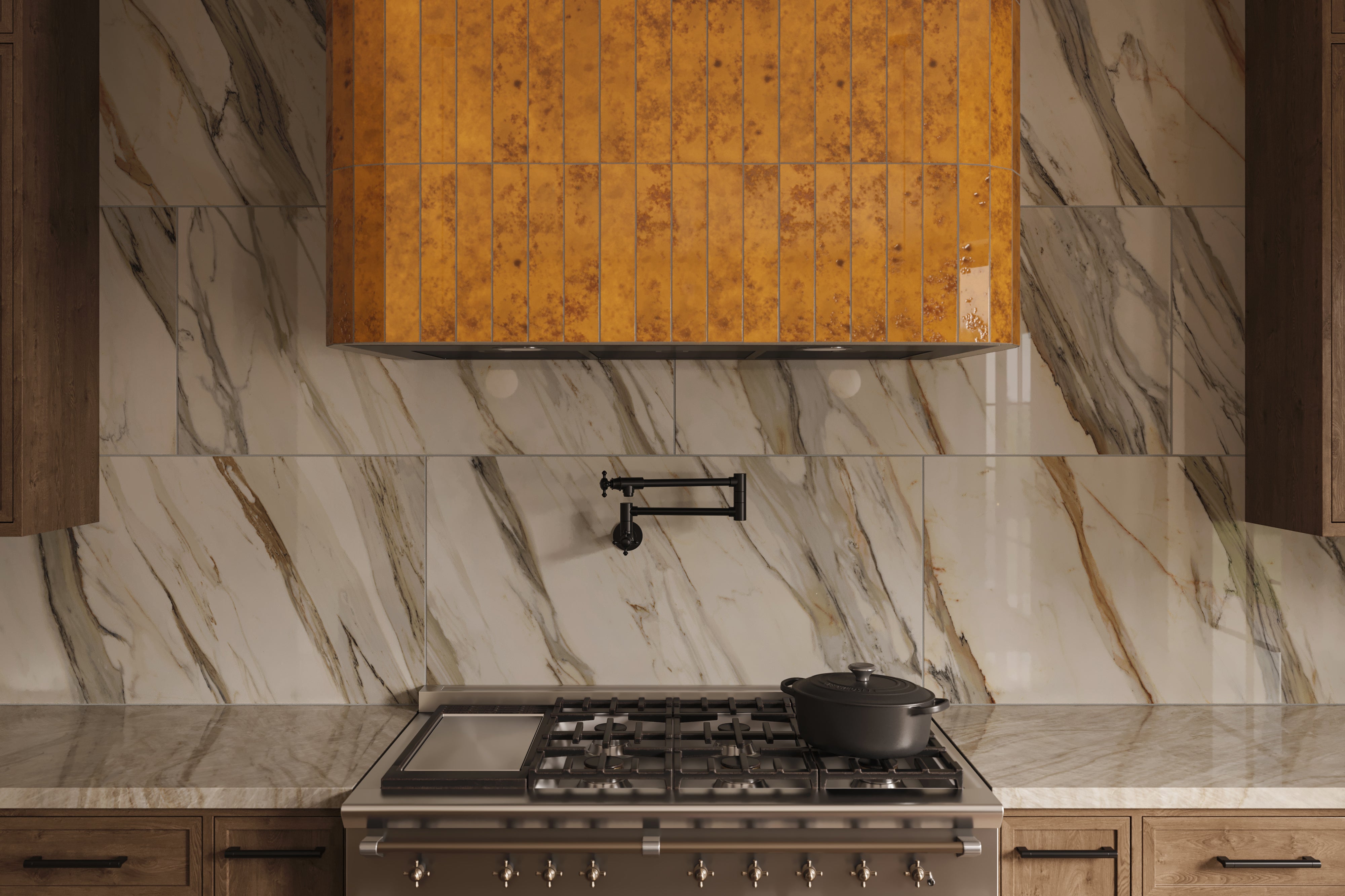 Amelia 2x13 Glossy Crackled Ceramic Tile in Turmeric