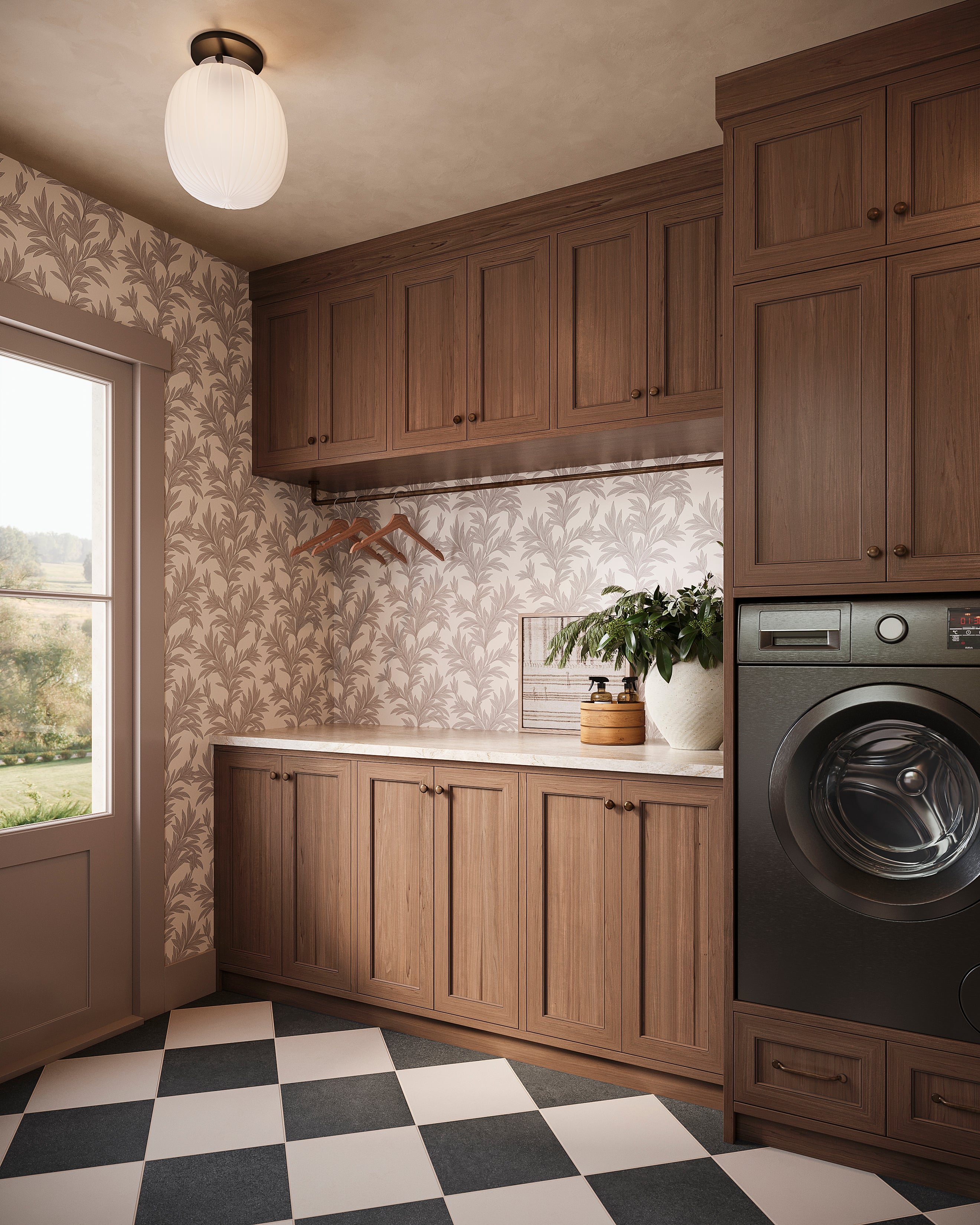 Palmer 12x12 Checkerboard Matte Porcelain Tile in Natural and Nero