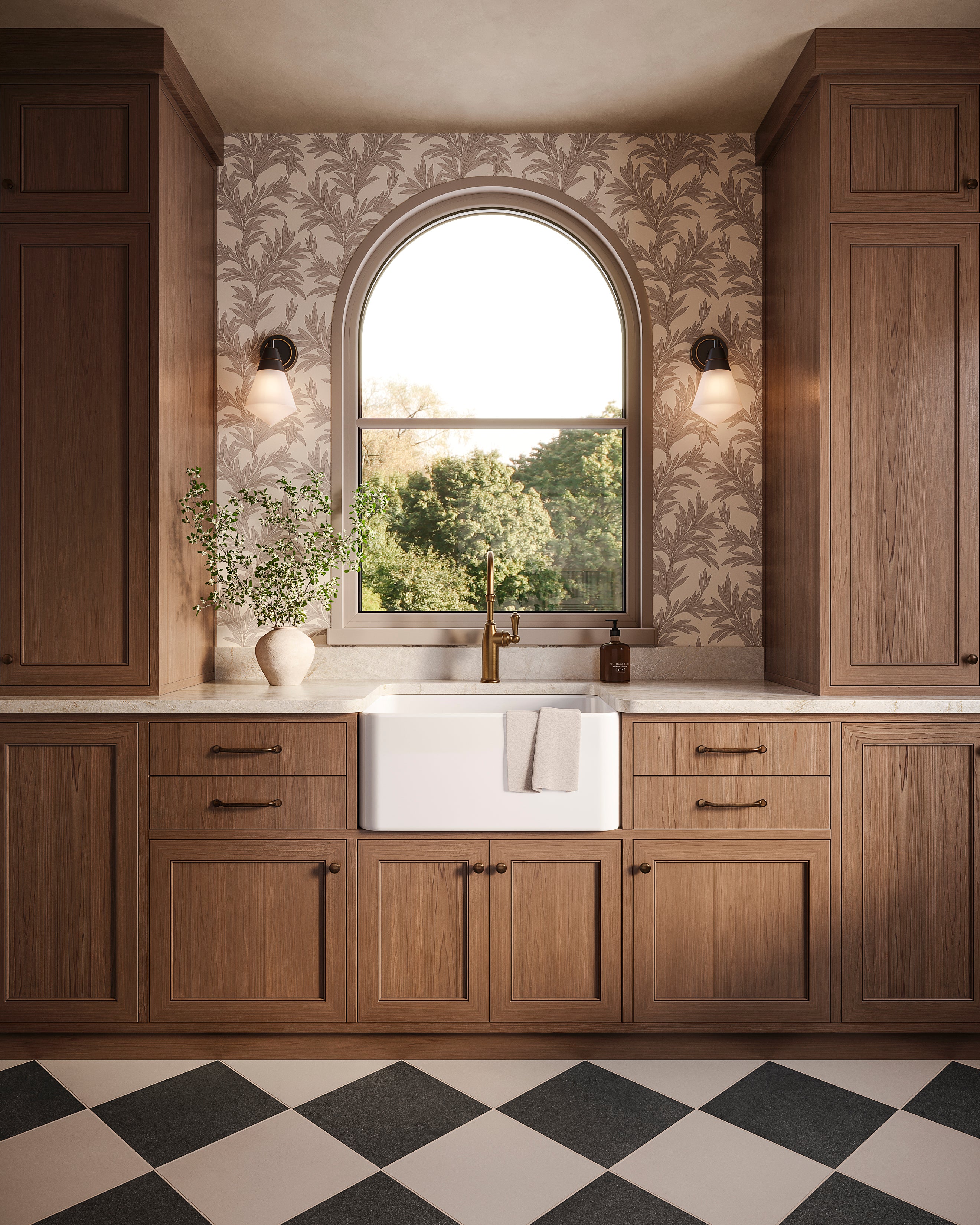 Bower Wallpaper in Taupe II, 52" x 132"