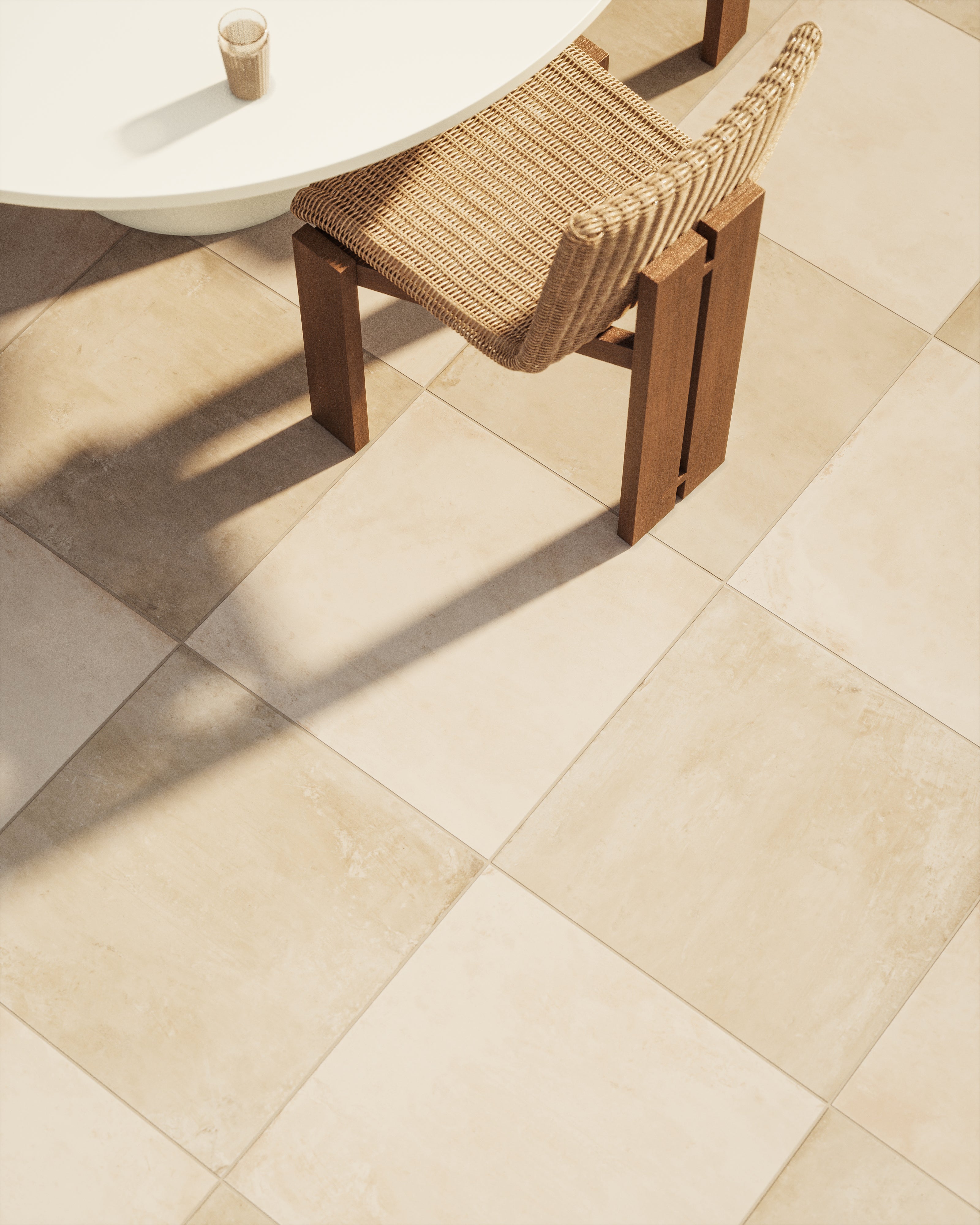 Ramsey 24 x 24 Checkerboard Grip 2cm Porcelain Paver Tile in Putty & Chalk