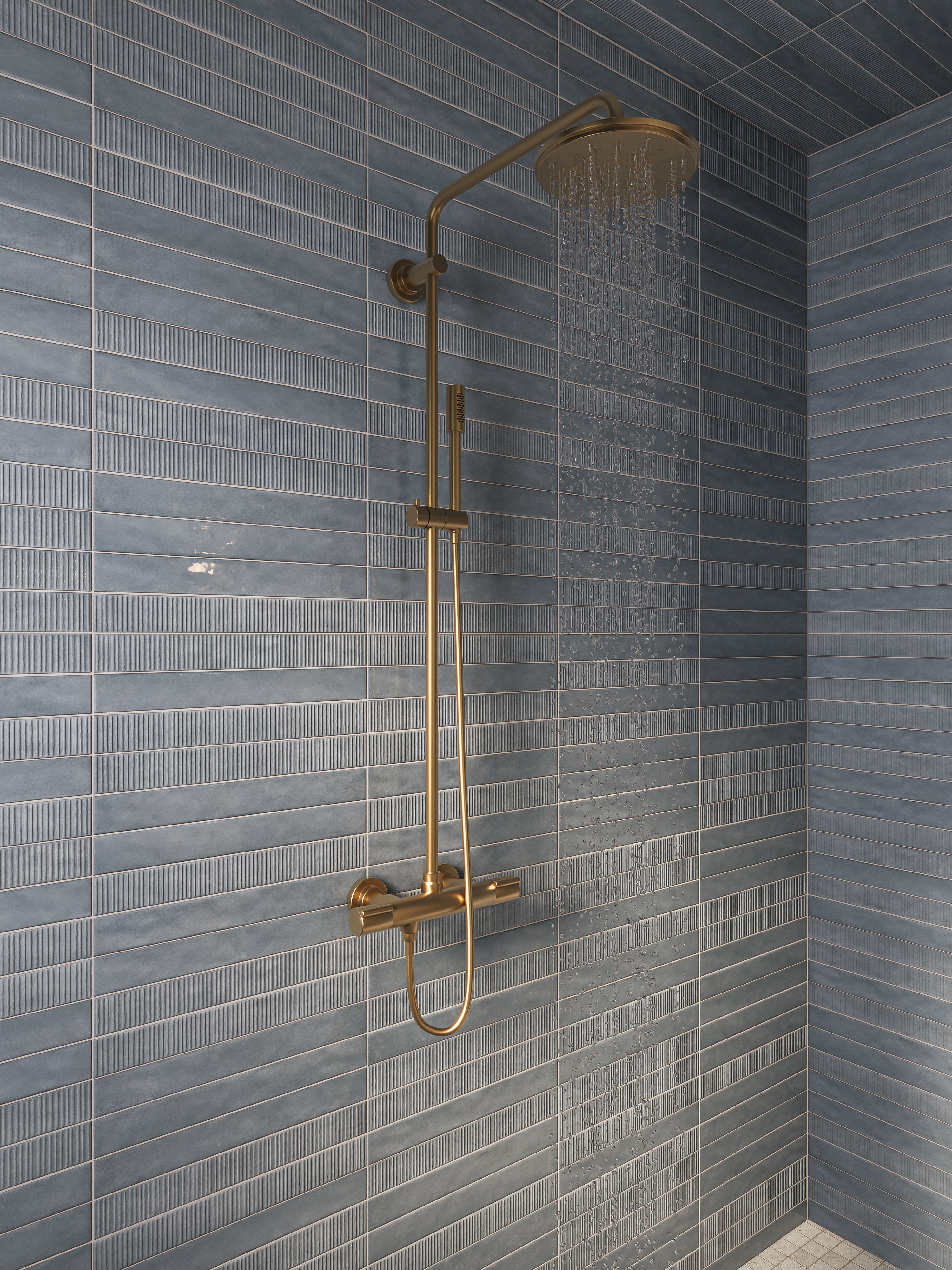 Remi 2x17 Glossy Ceramic Tile in Slate Deco