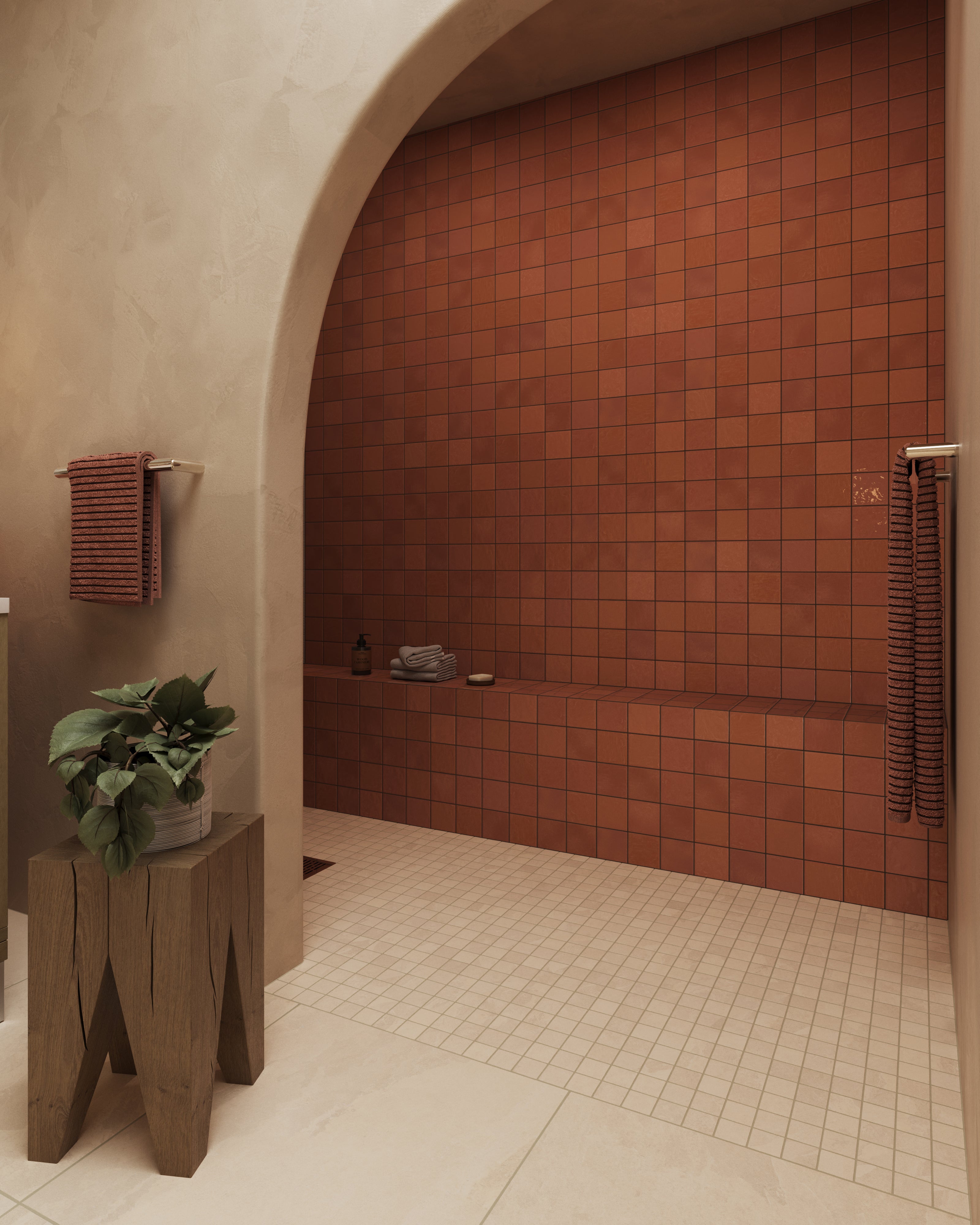 Mila 4x4 Glossy Ceramic Tile in Rust