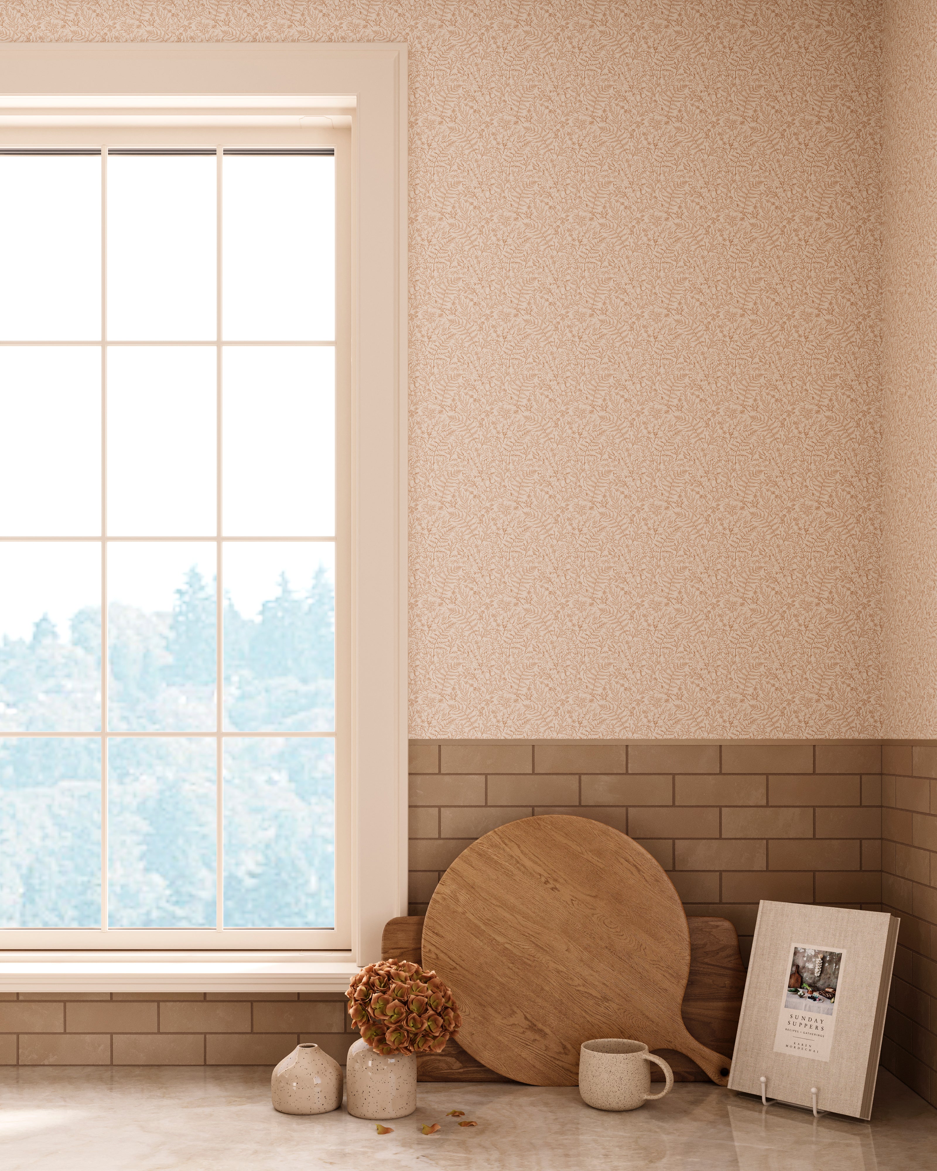 Strafford Wallpaper in Tan II, 52" x 132"