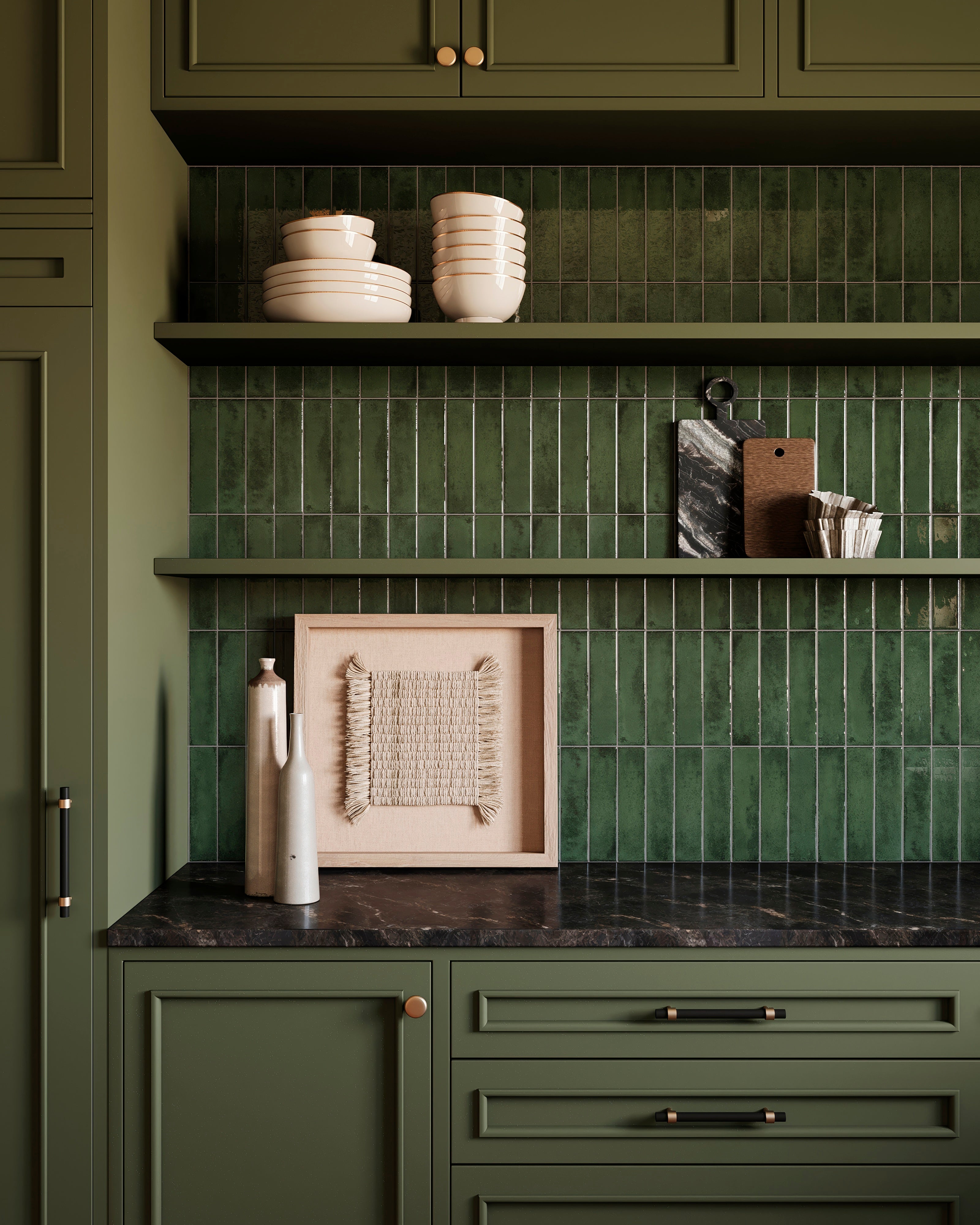 Mara 2x10 Glossy Ceramic Tile in Nettle Green