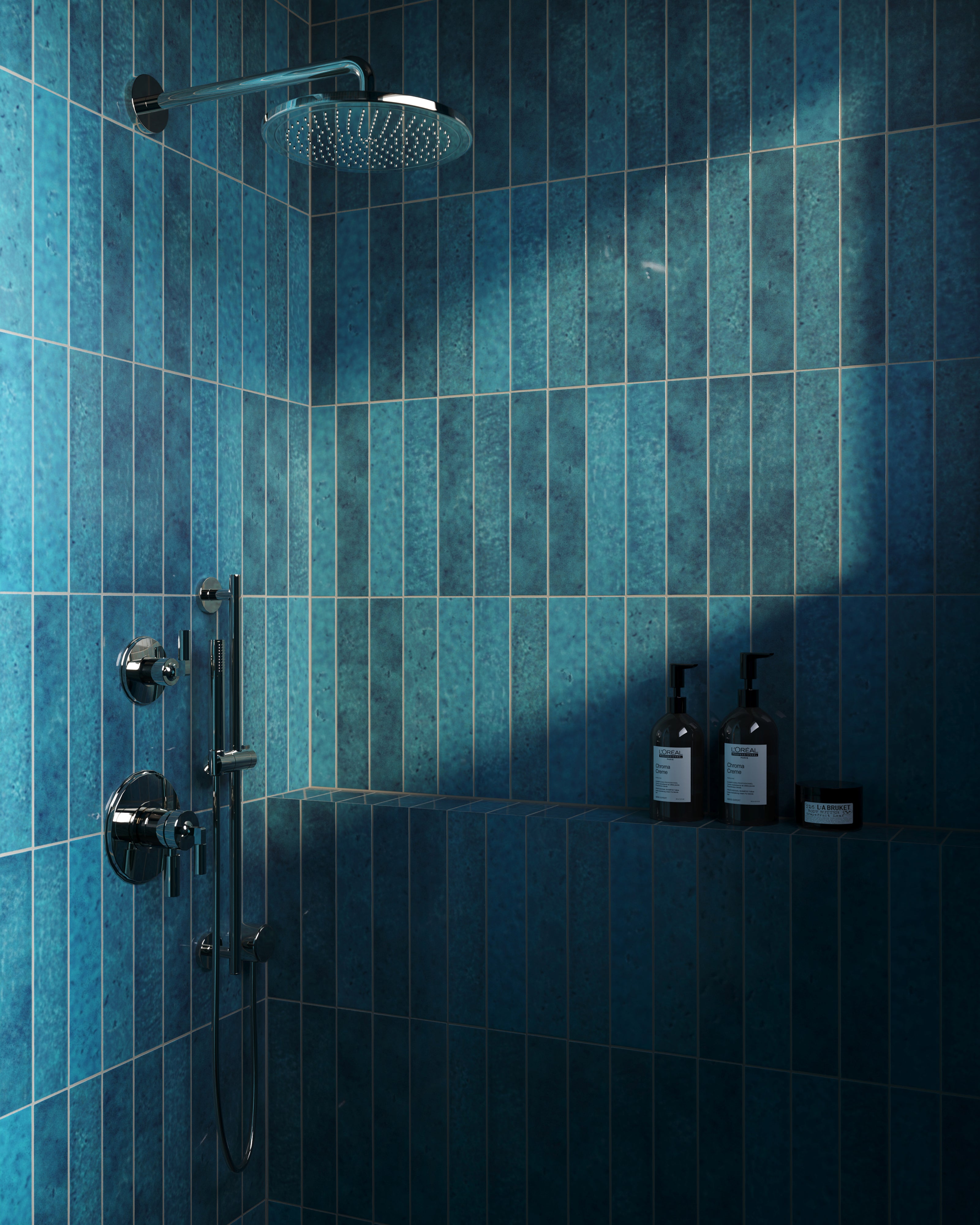 Amelia 2 x 13 Glossy Crackled Ceramic Tile in Denim