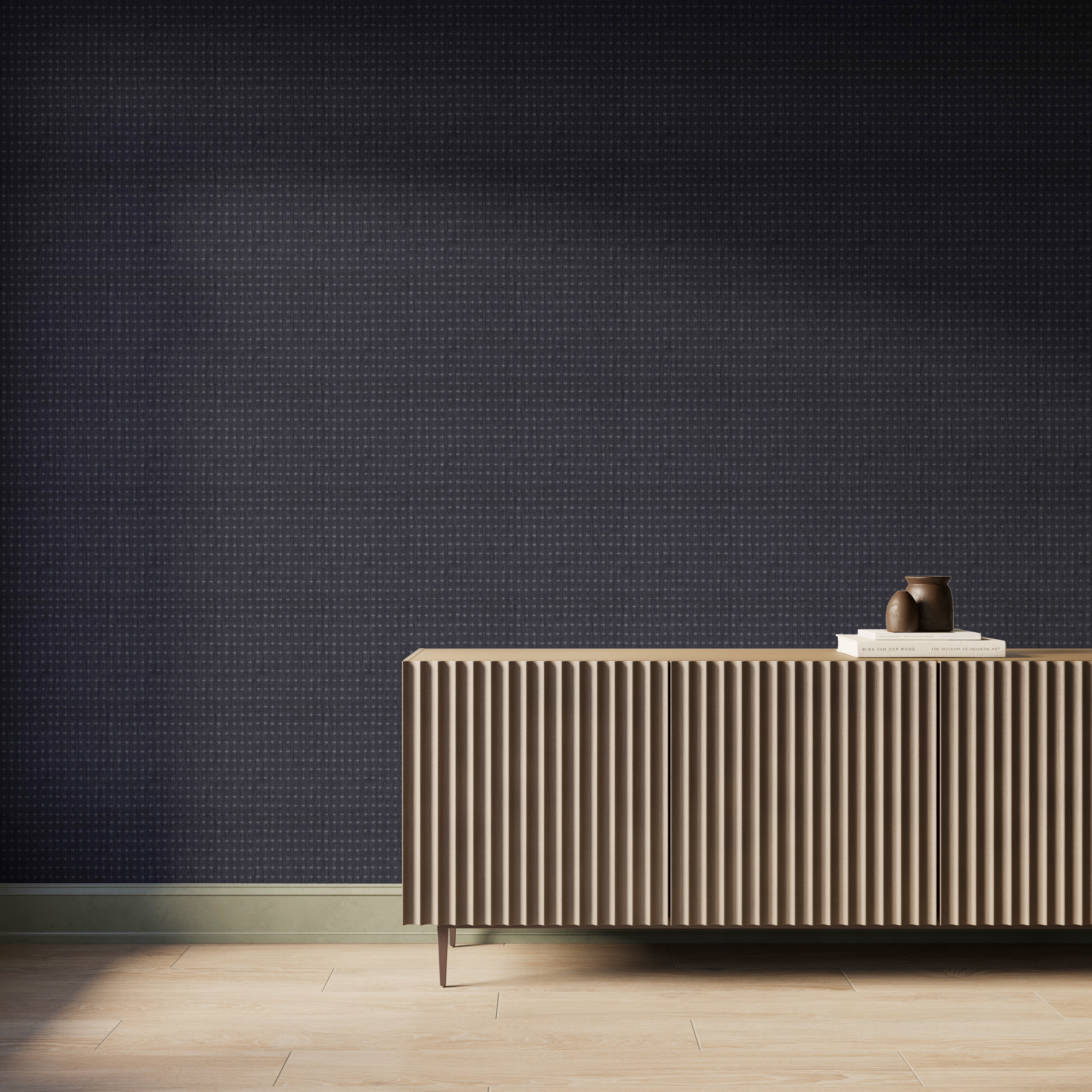 York Wallpaper in Charcoal, 52" x 132"