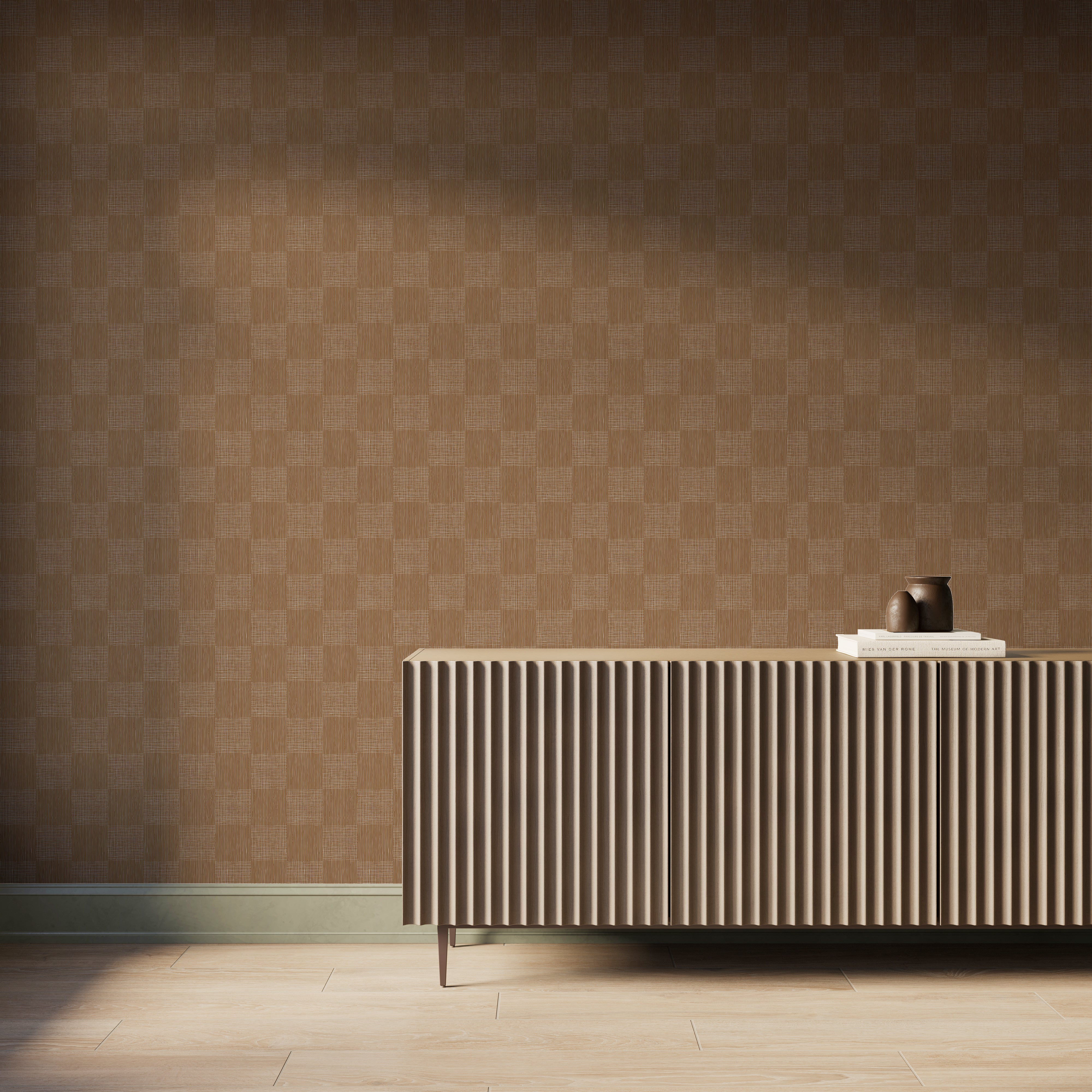 Essex Wallpaper in Terracotta I, 52" x 132"