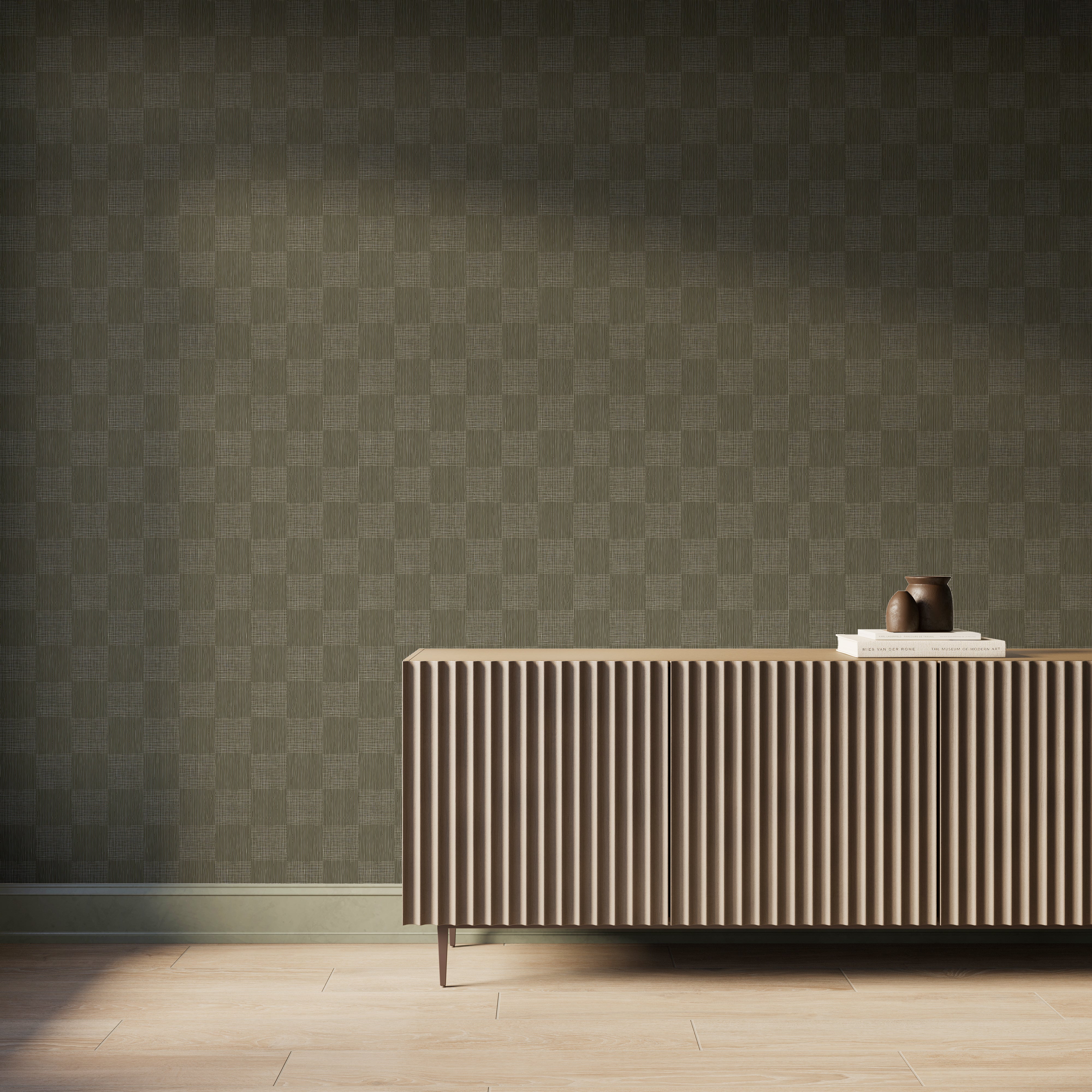 Essex Wallpaper in Olive I, 52" x 132"