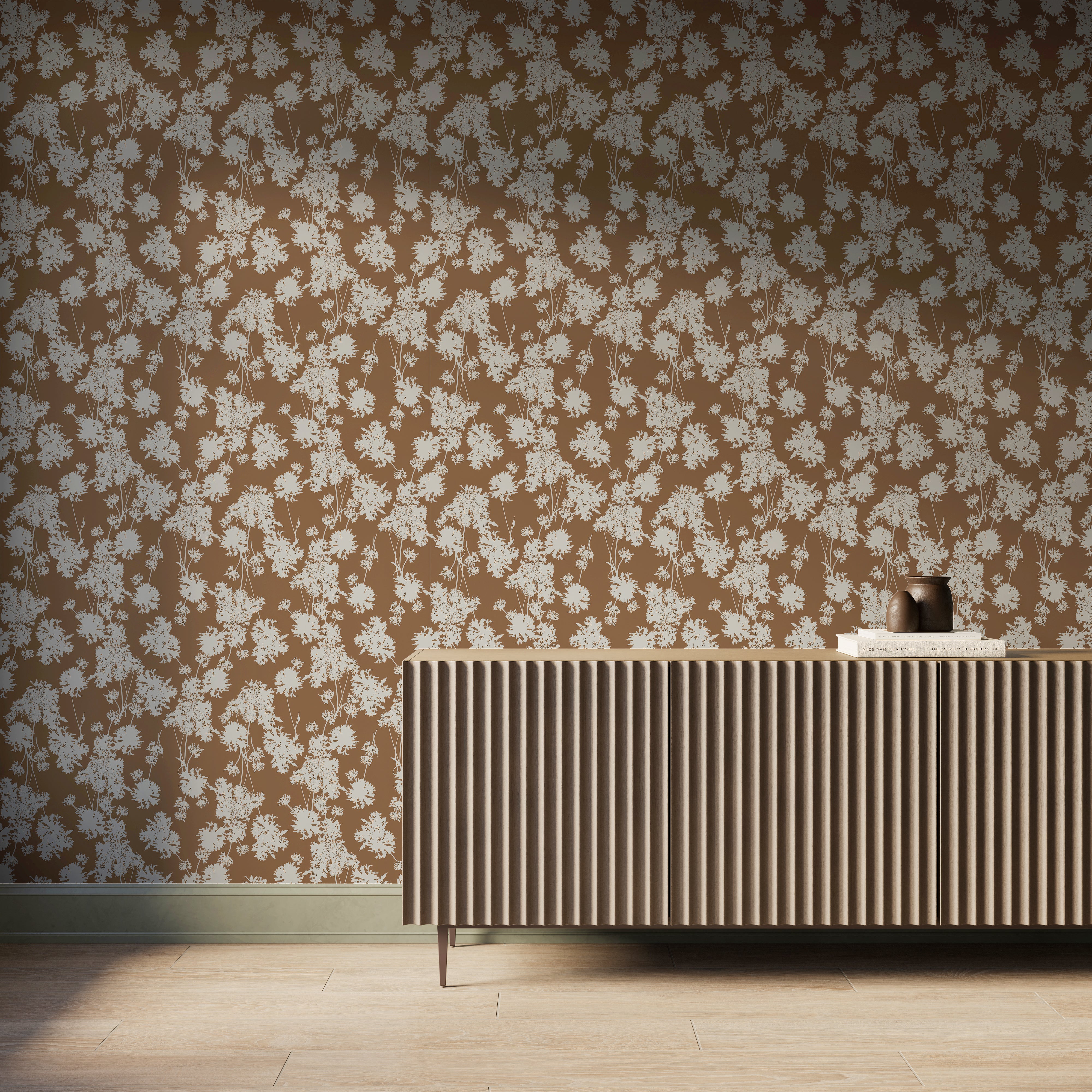 Greensward Wallpaper in Terracotta I, 52" x 132"