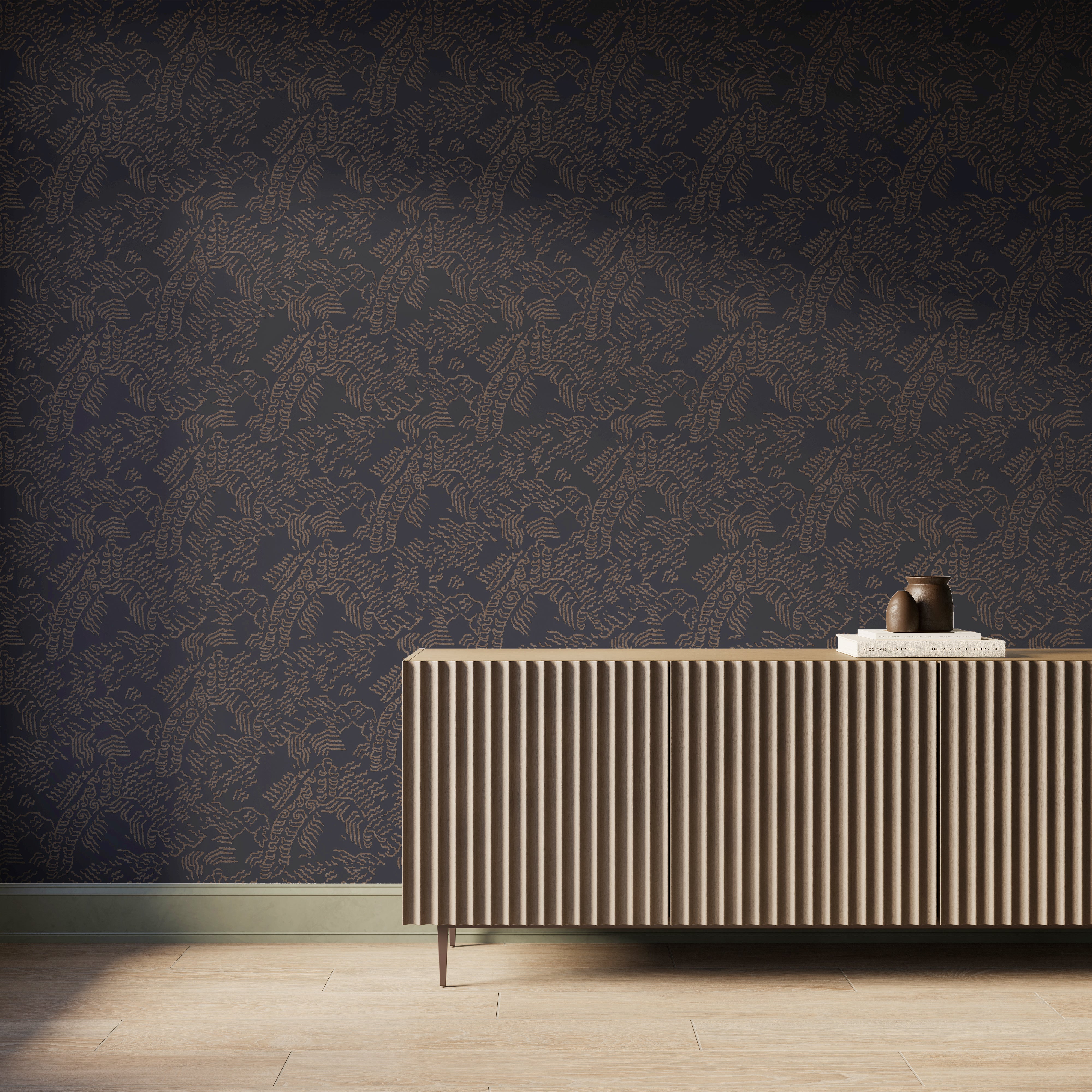 Plateau Wallpaper in Black/Tan I, 52" x 132"