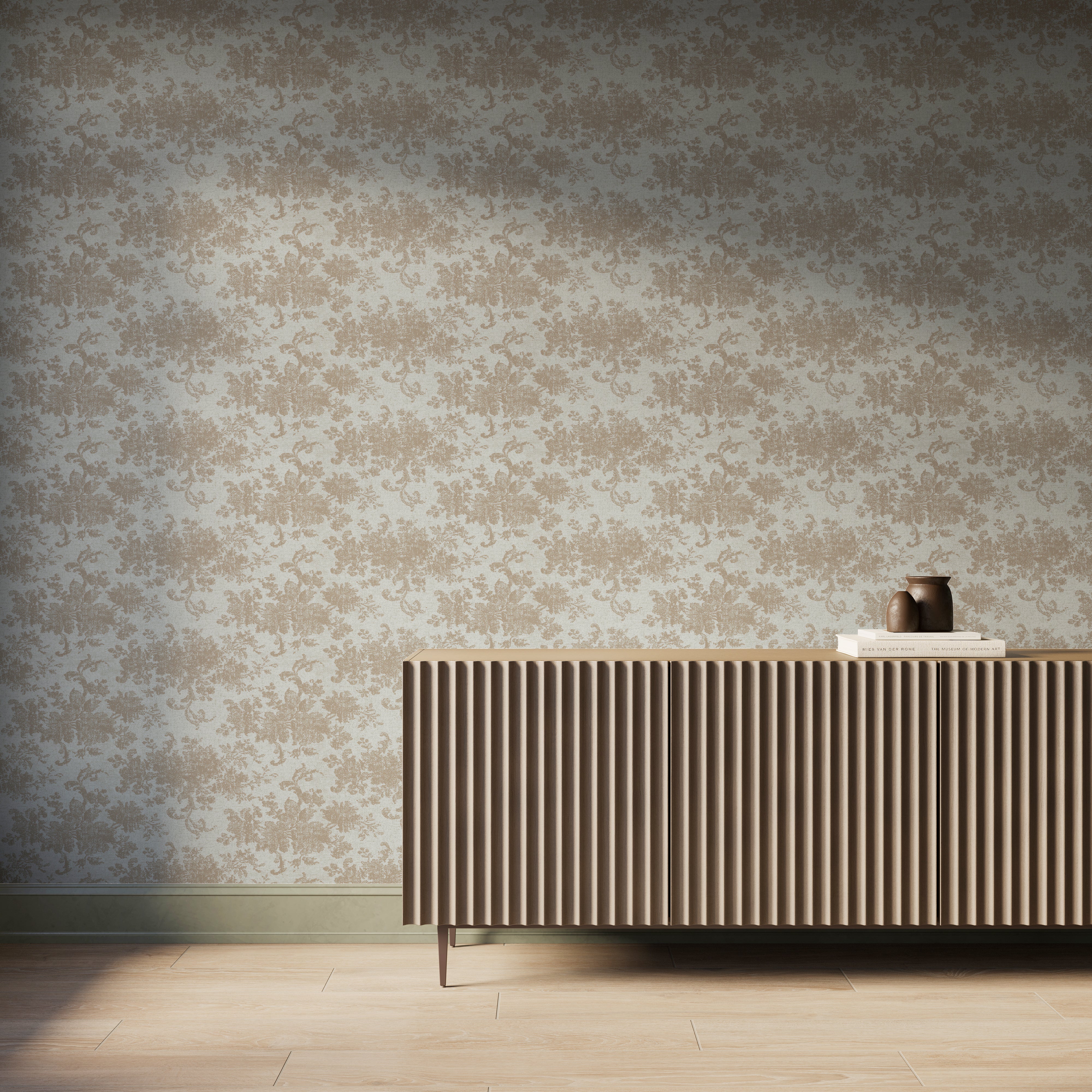 Brocade Wallpaper in Tan II, 52" x 132"
