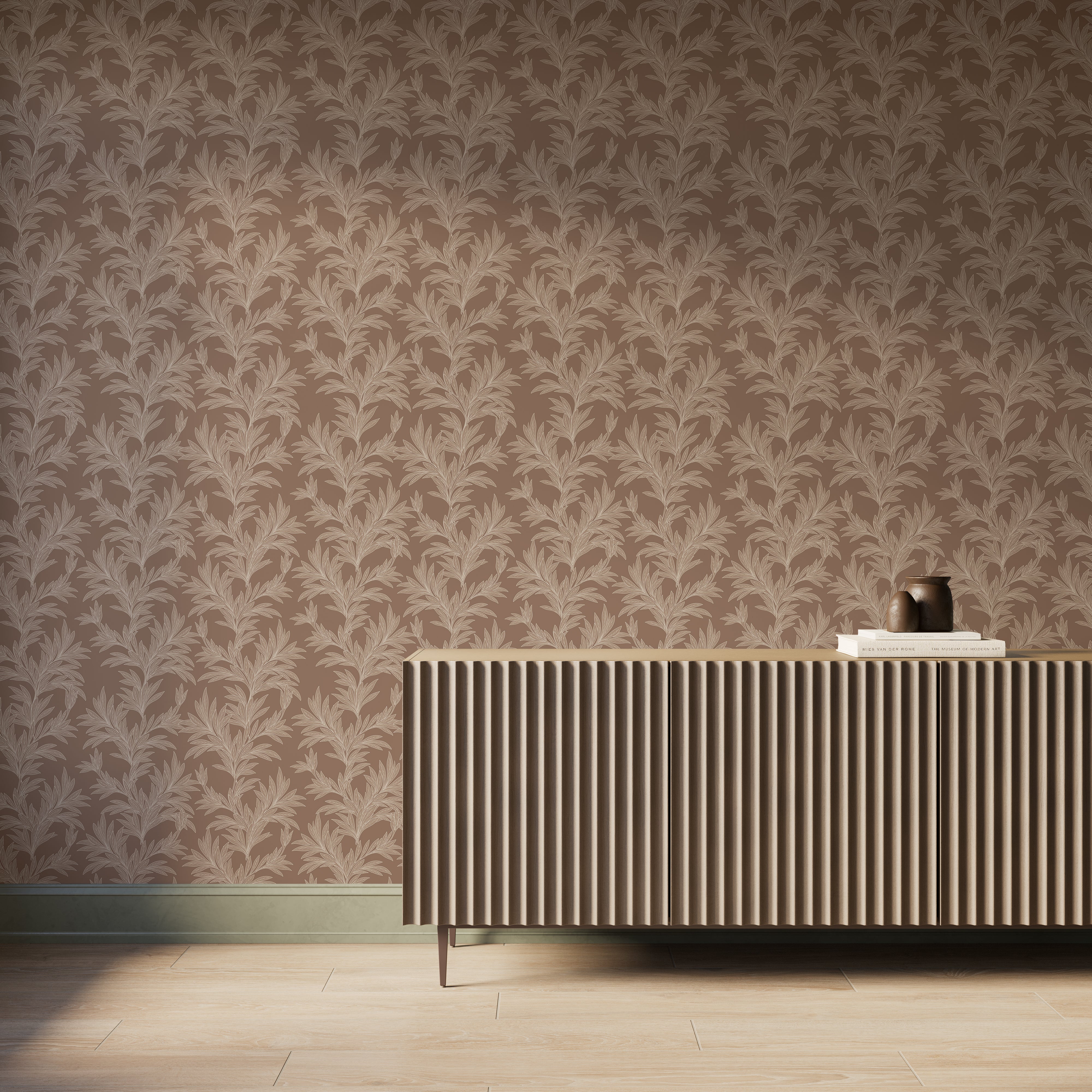 Bower Wallpaper in Taupe I, 52" x 132"