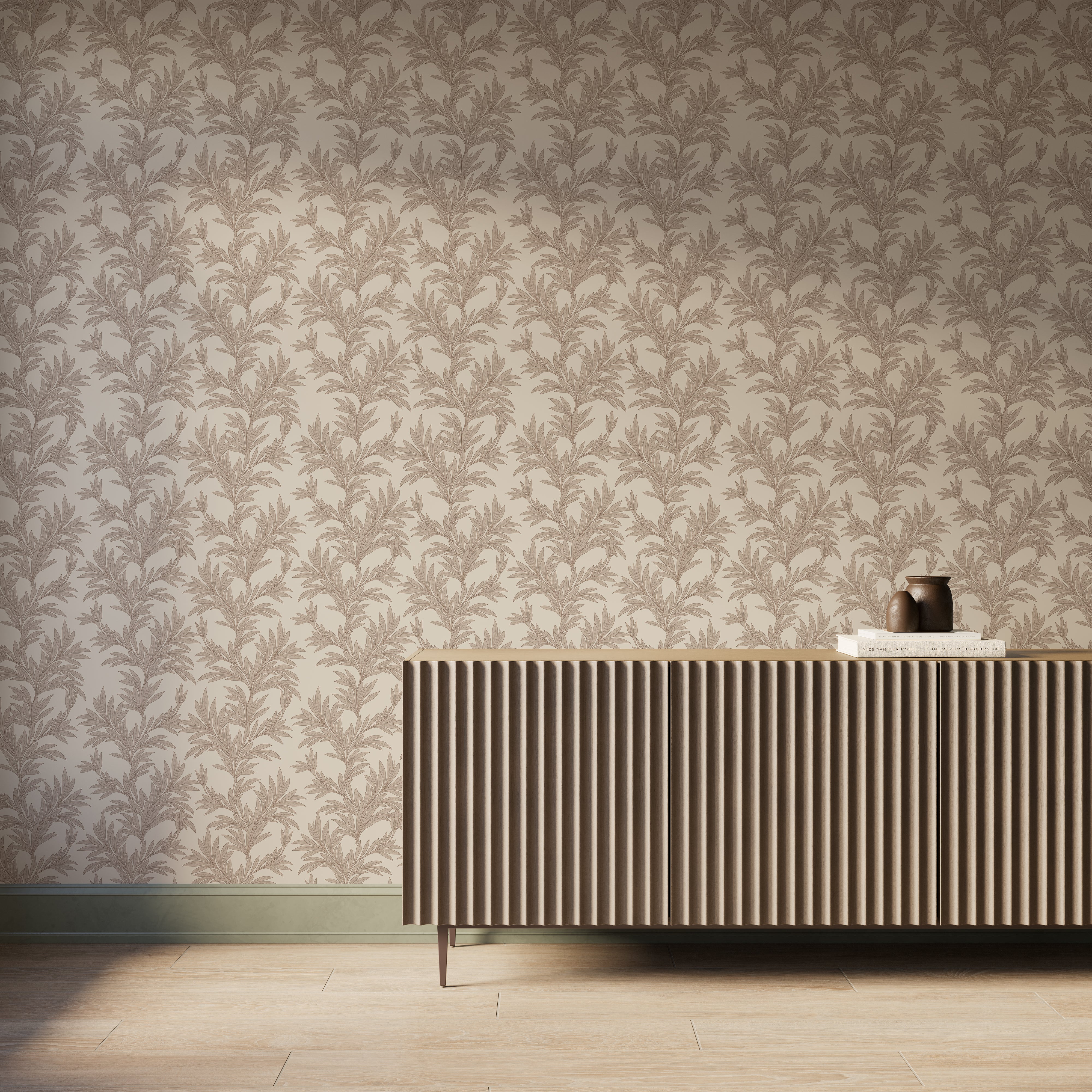 Bower Wallpaper in Taupe II, 52" x 132"