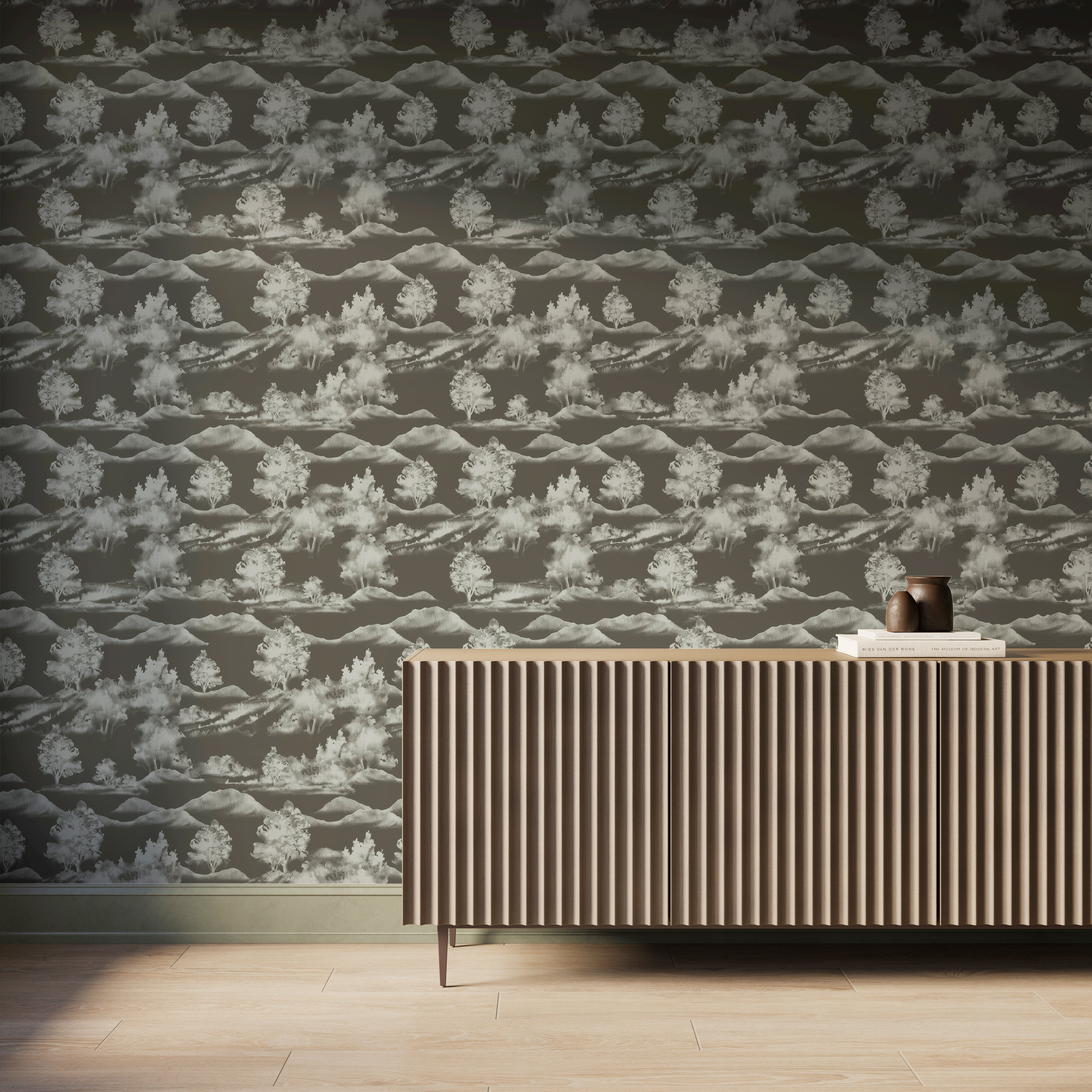 Downland Wallpaper in Olive I, 52" x 132"