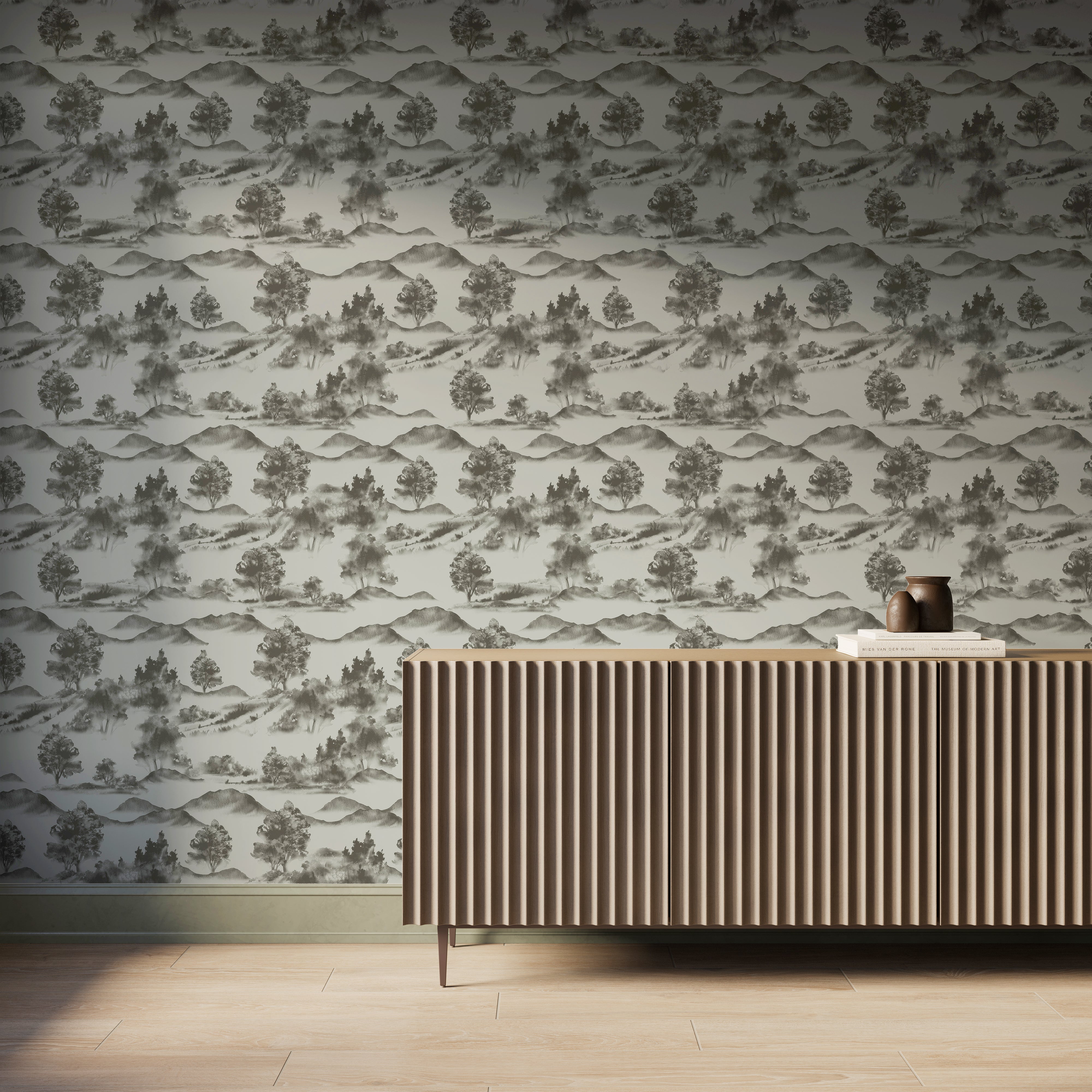 Downland Wallpaper in Olive II, 52" x 132"