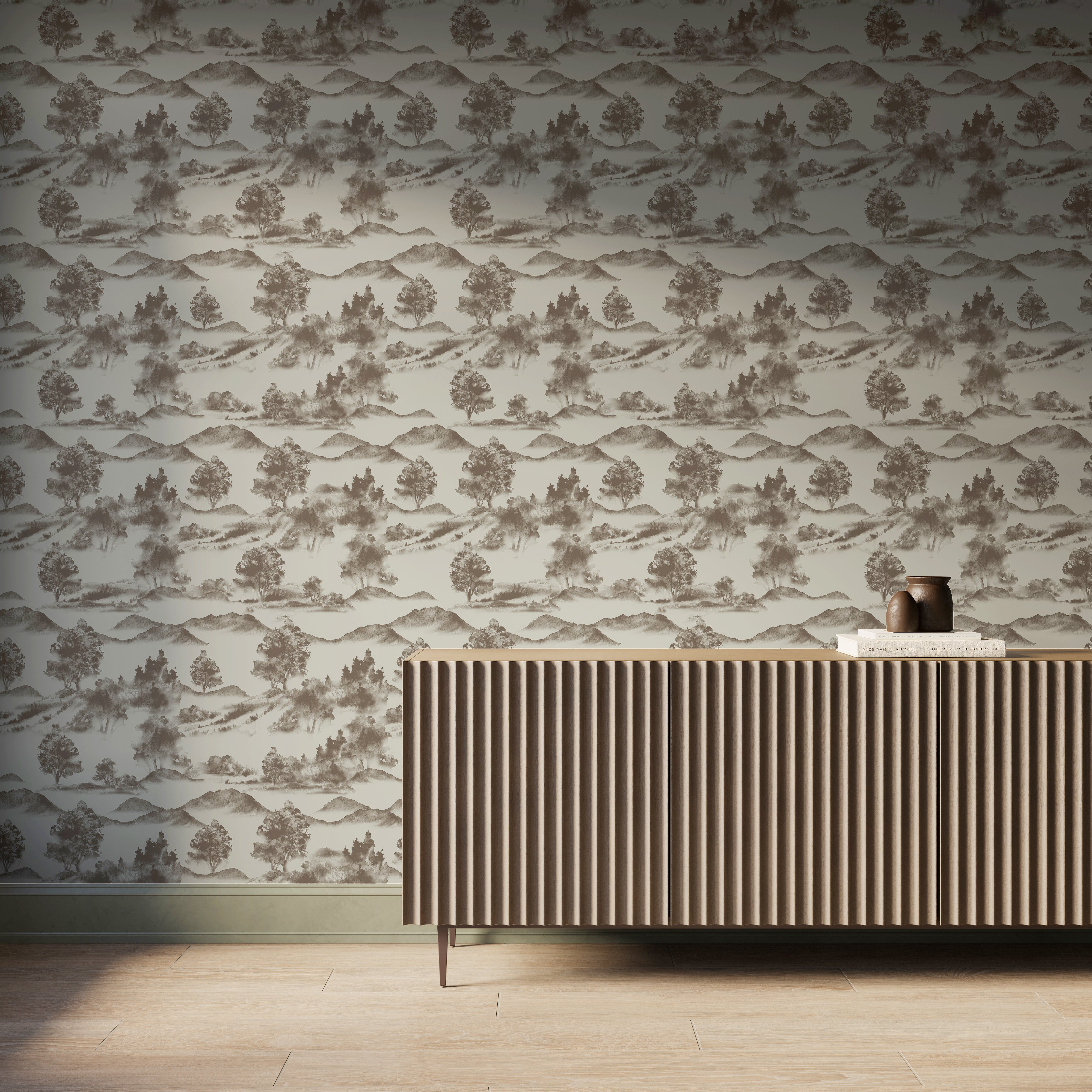 Downland Wallpaper in Taupe II, 52" x 132"