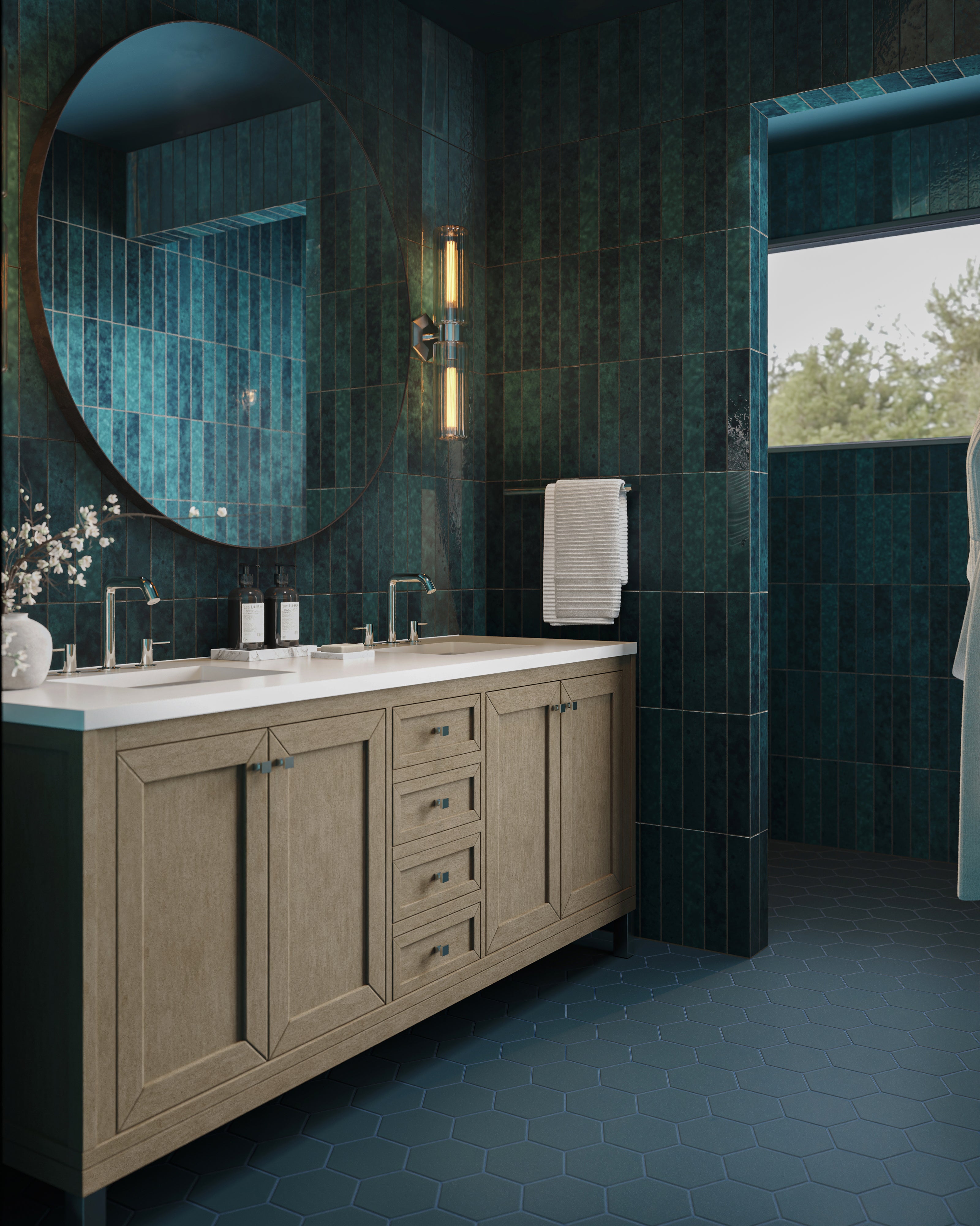 Reagan 5x6 Matte Porcelain Hexagon Tile in Teal