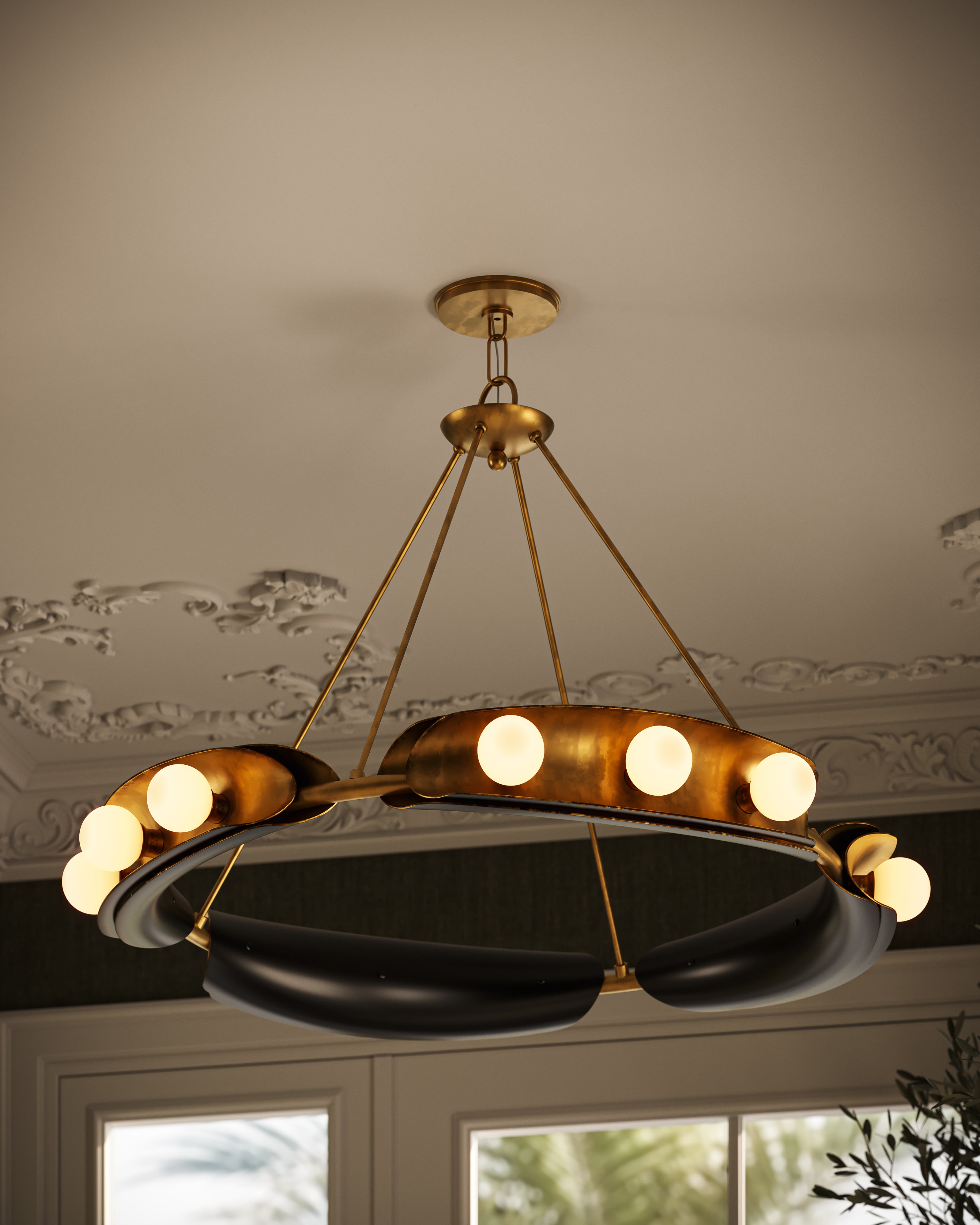 Cornelius Chandelier in Vintage Brass