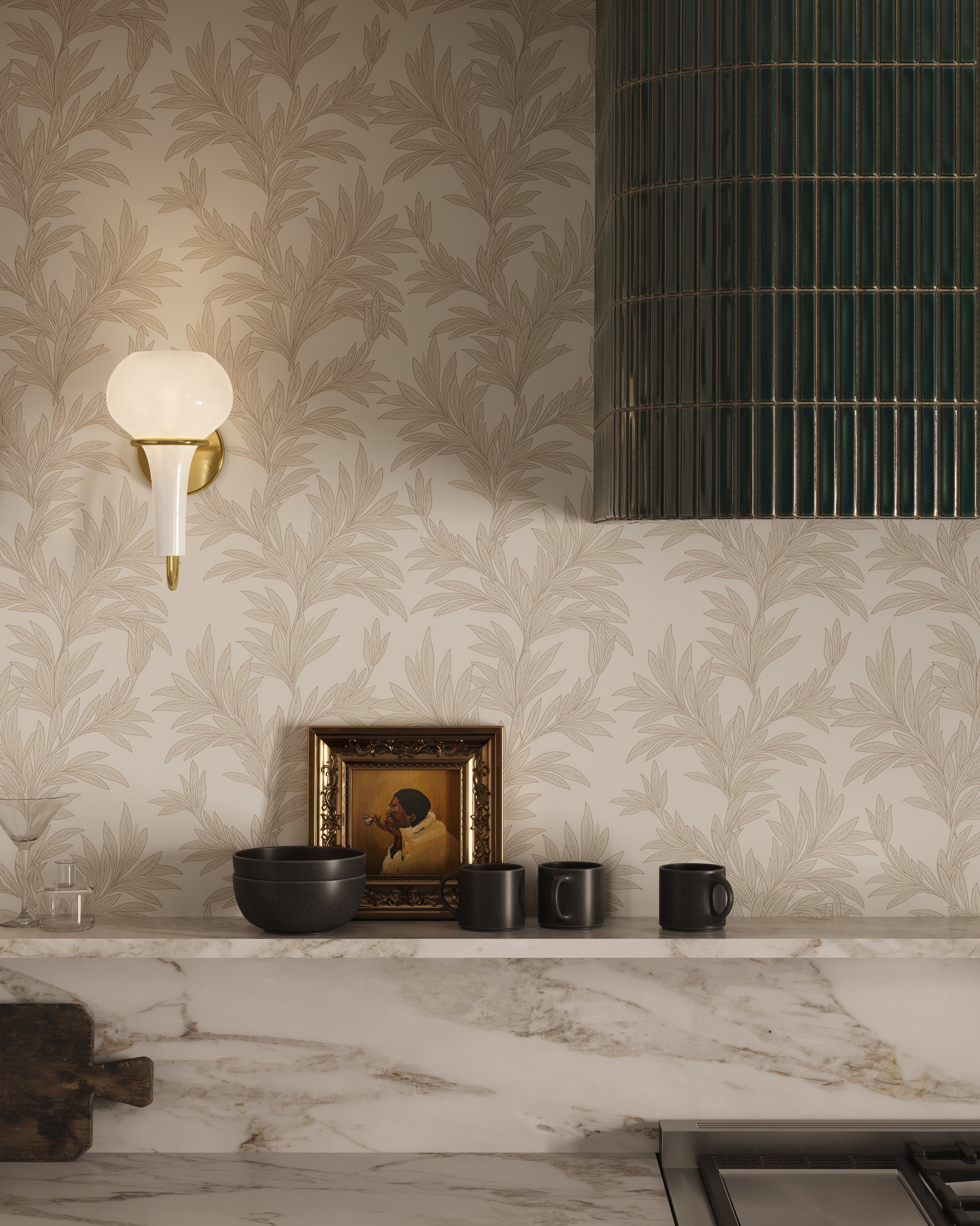 Bower Wallpaper in Grey II, 52" x 132"