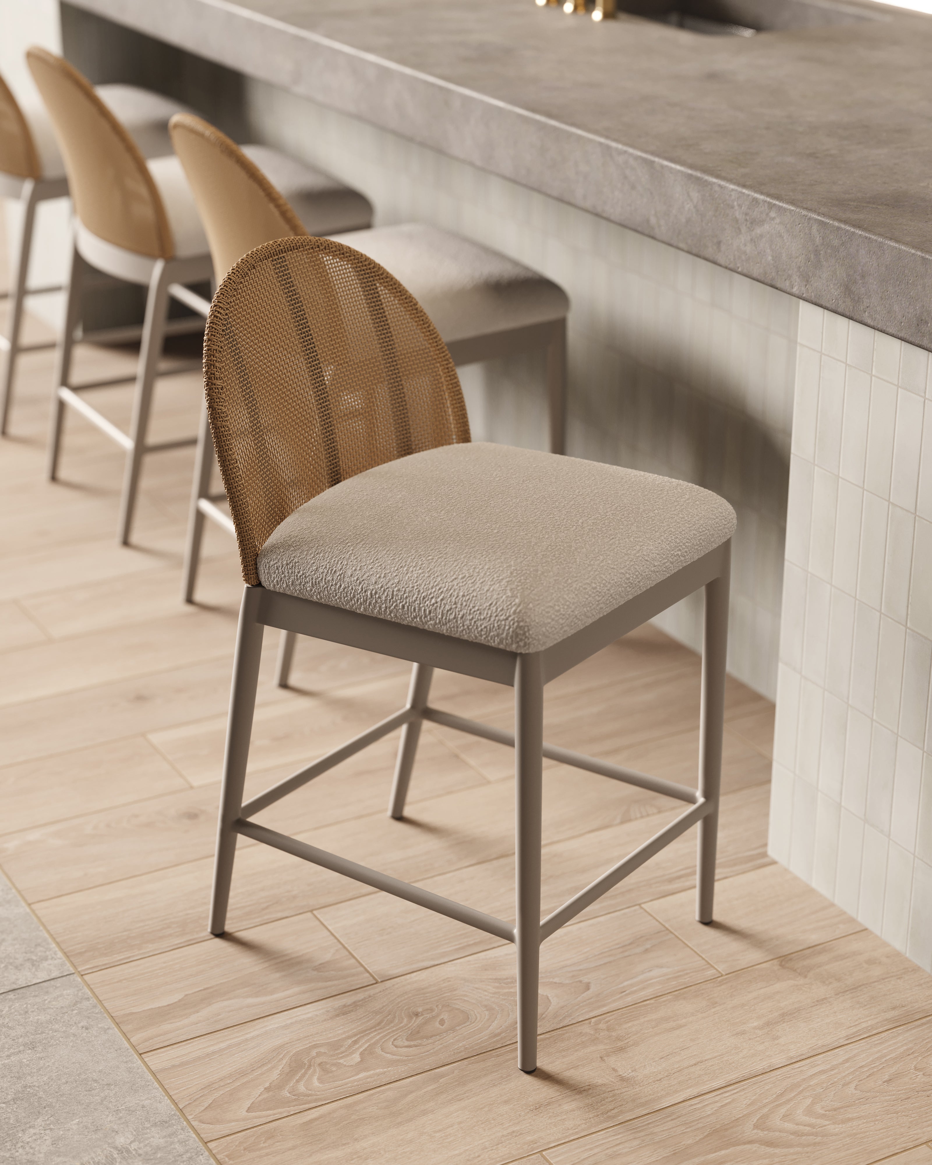 Darcy Outdoor Counter Stool in Cream