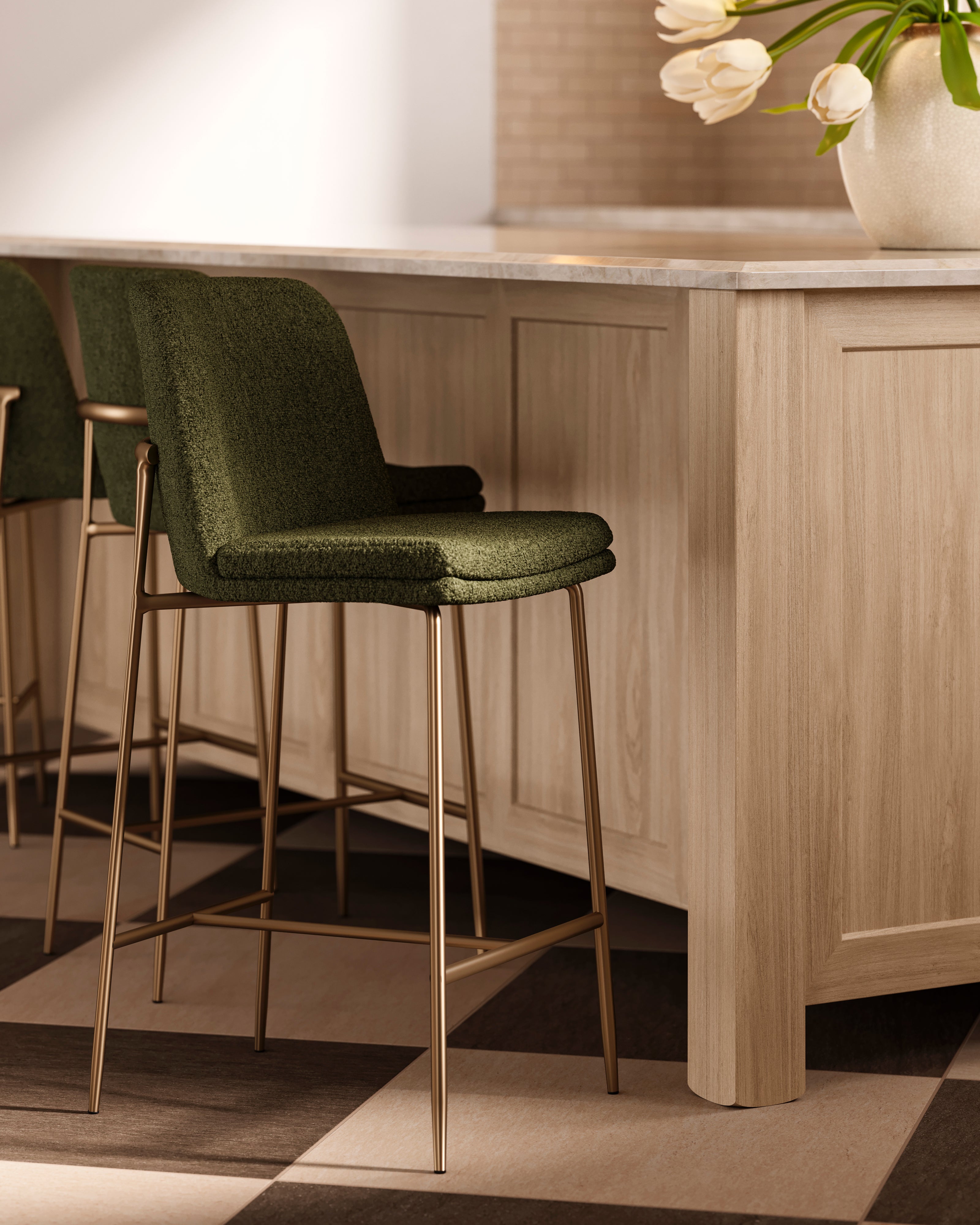 Shaw Counter Stool in Bergen Olive