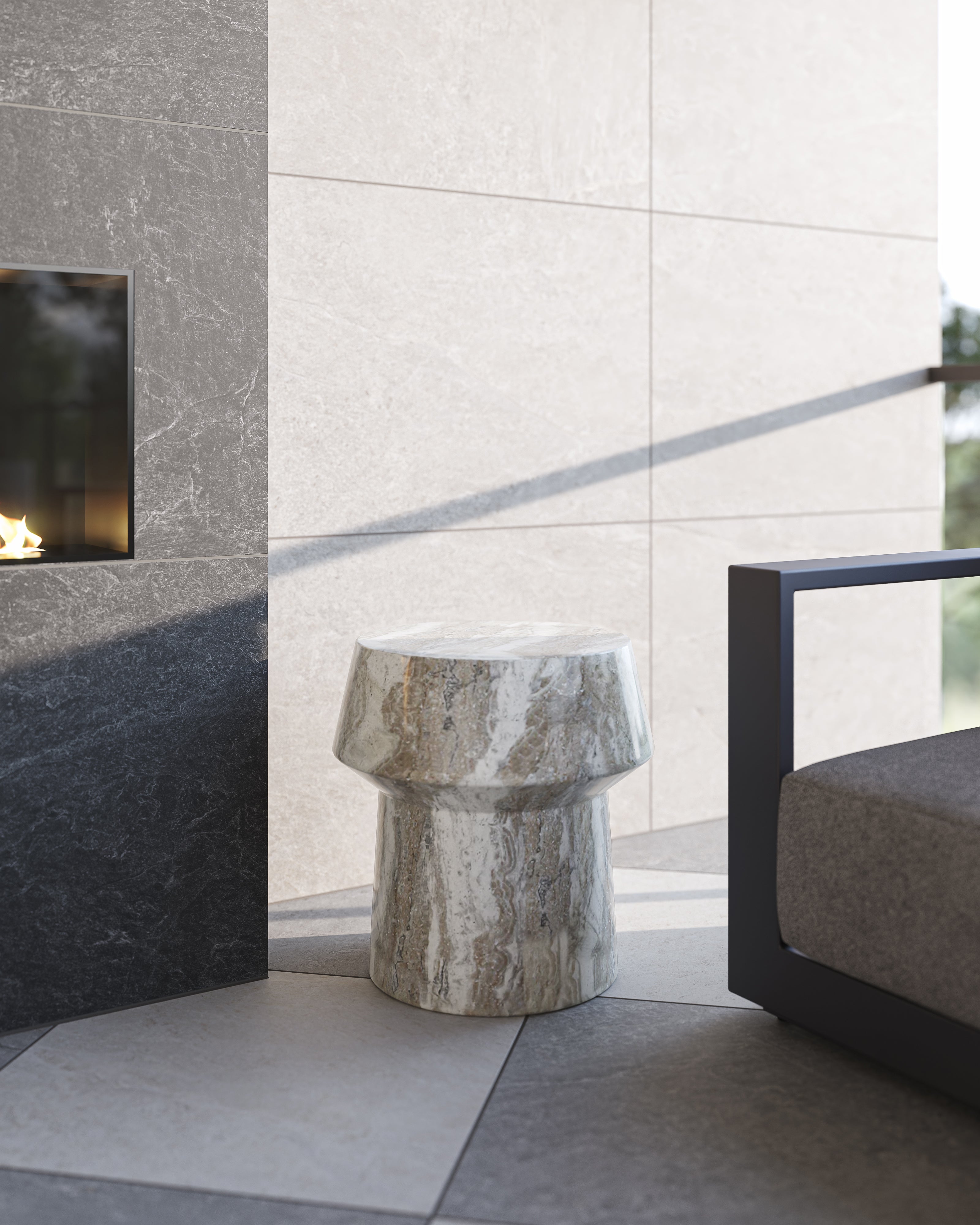 Elise Outdoor End Table in Taupe