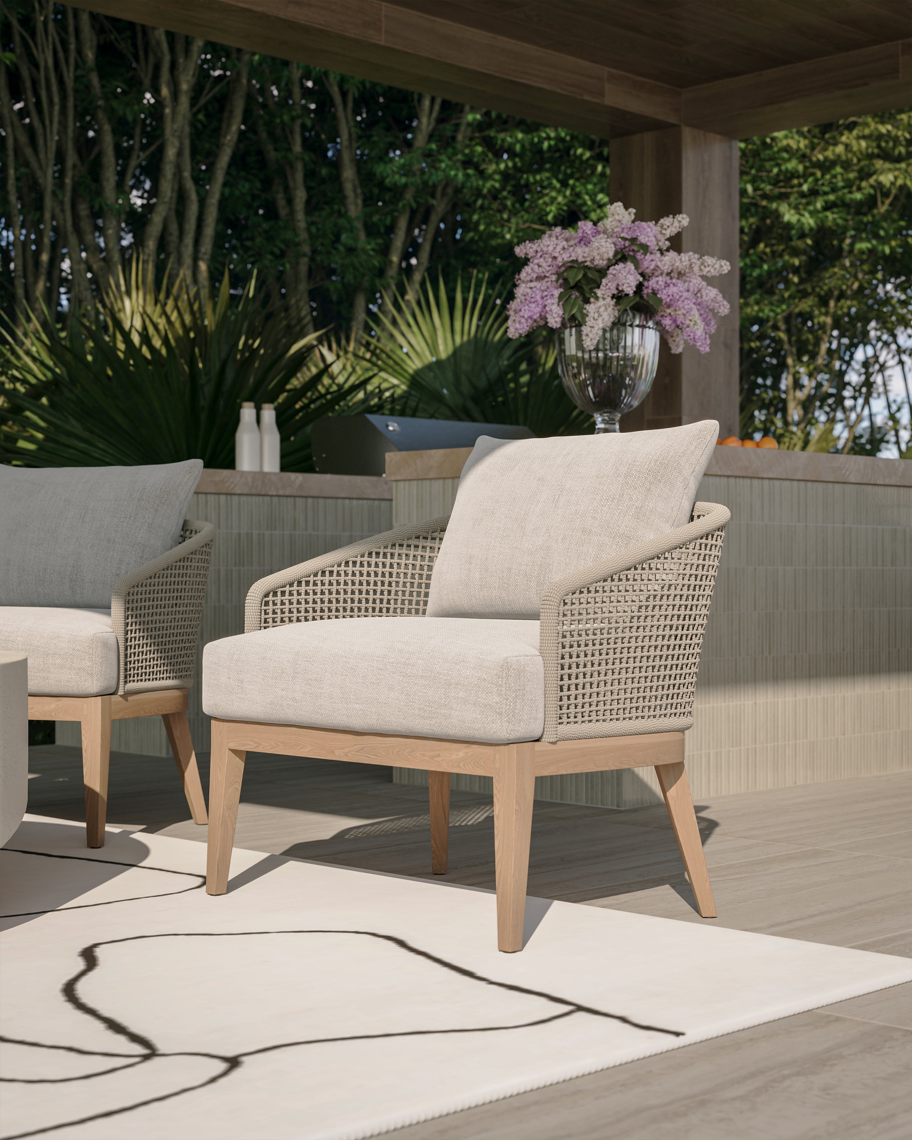 Mateo Outdoor Lounge Chair in Cream