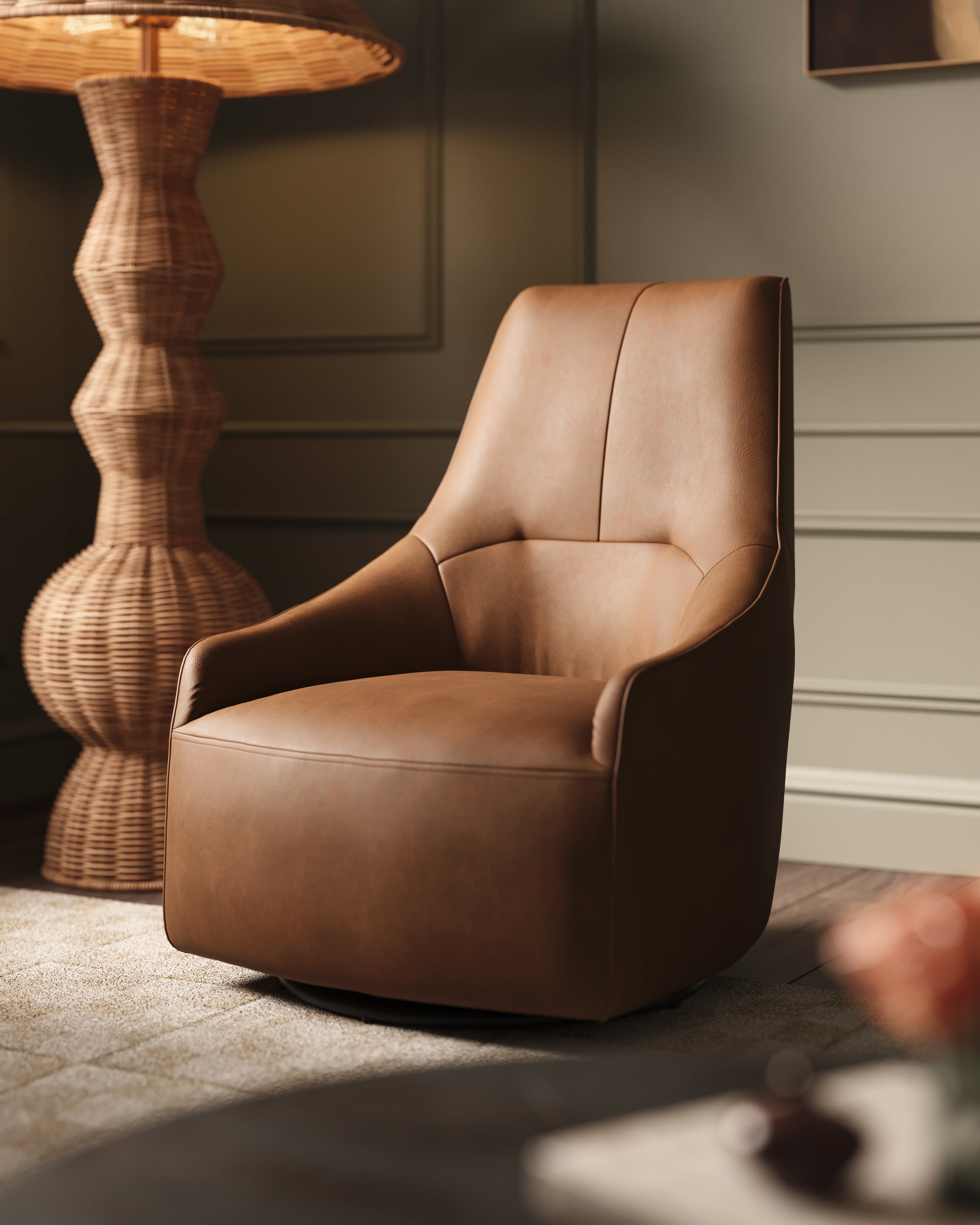 Valerio Swivel Lounge Chair in Brown