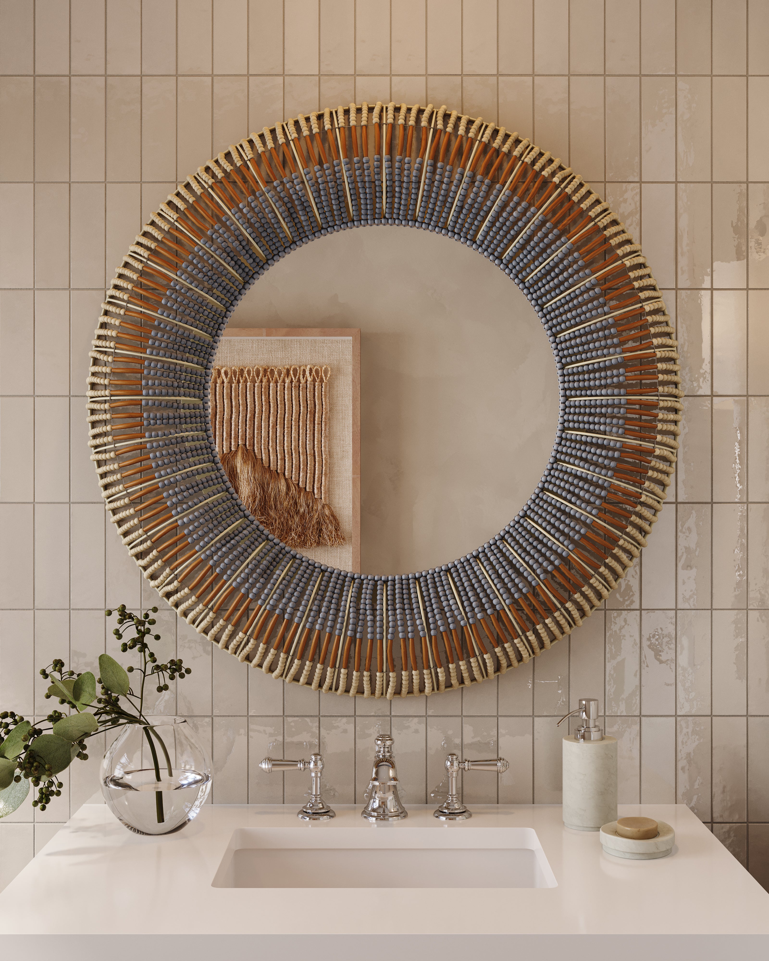Olivienne Mirror in Natural/Blue