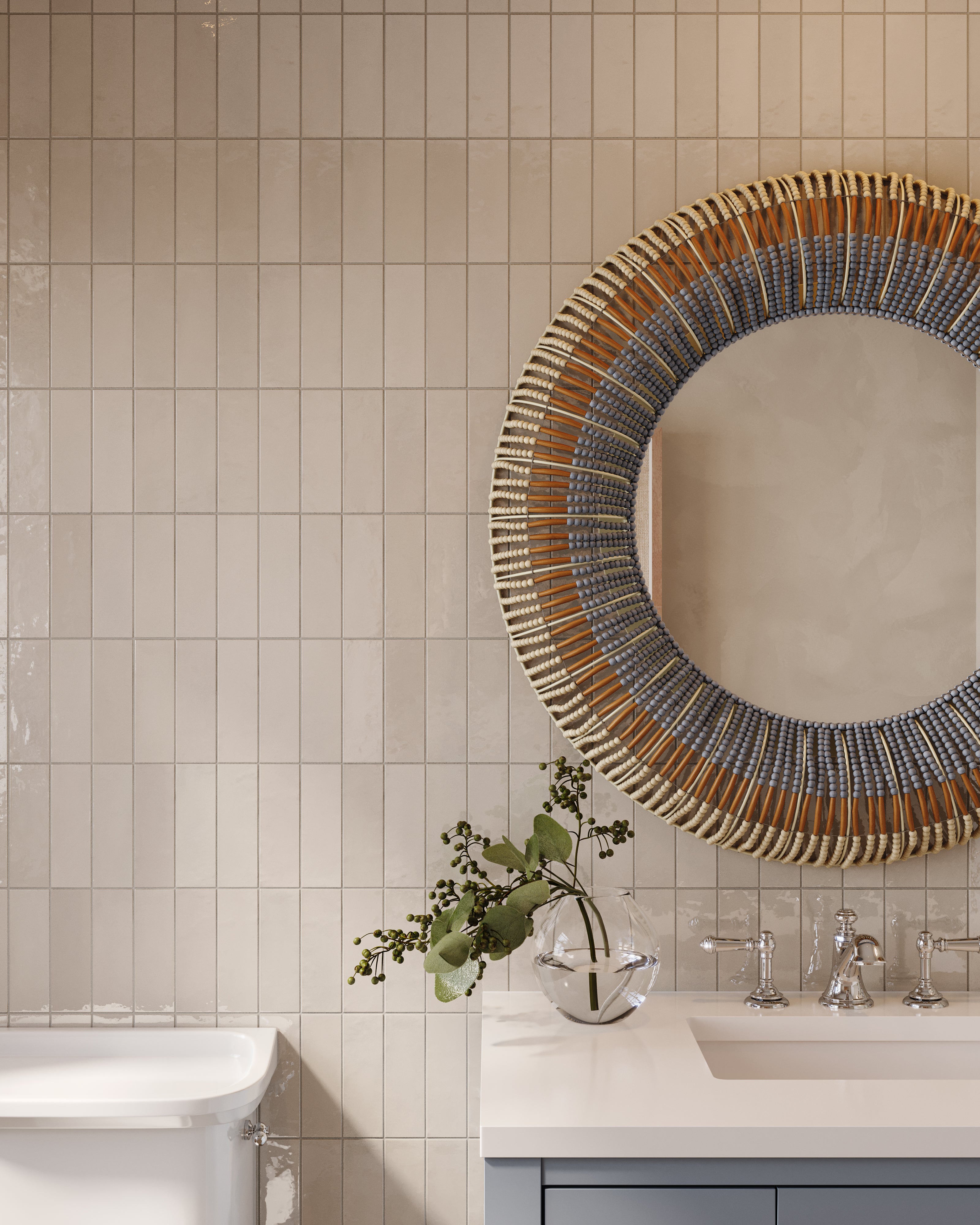 Cleo 2x6 Glossy Ceramic Tile in Cream