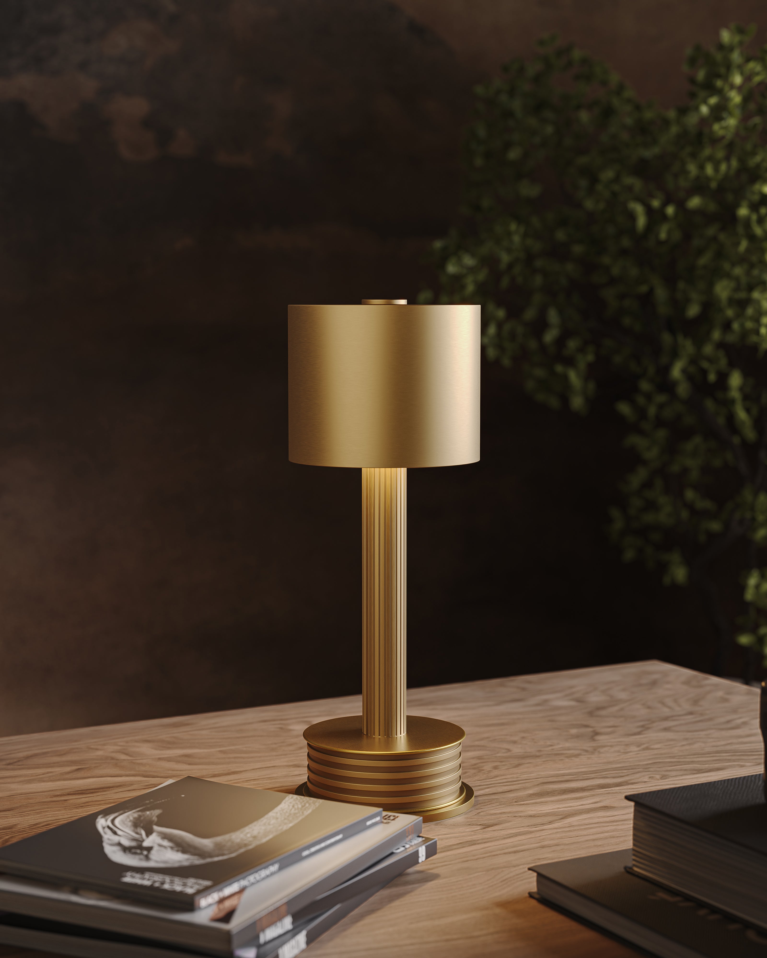 Claremont Cordless Table Lamp in Antique Brass
