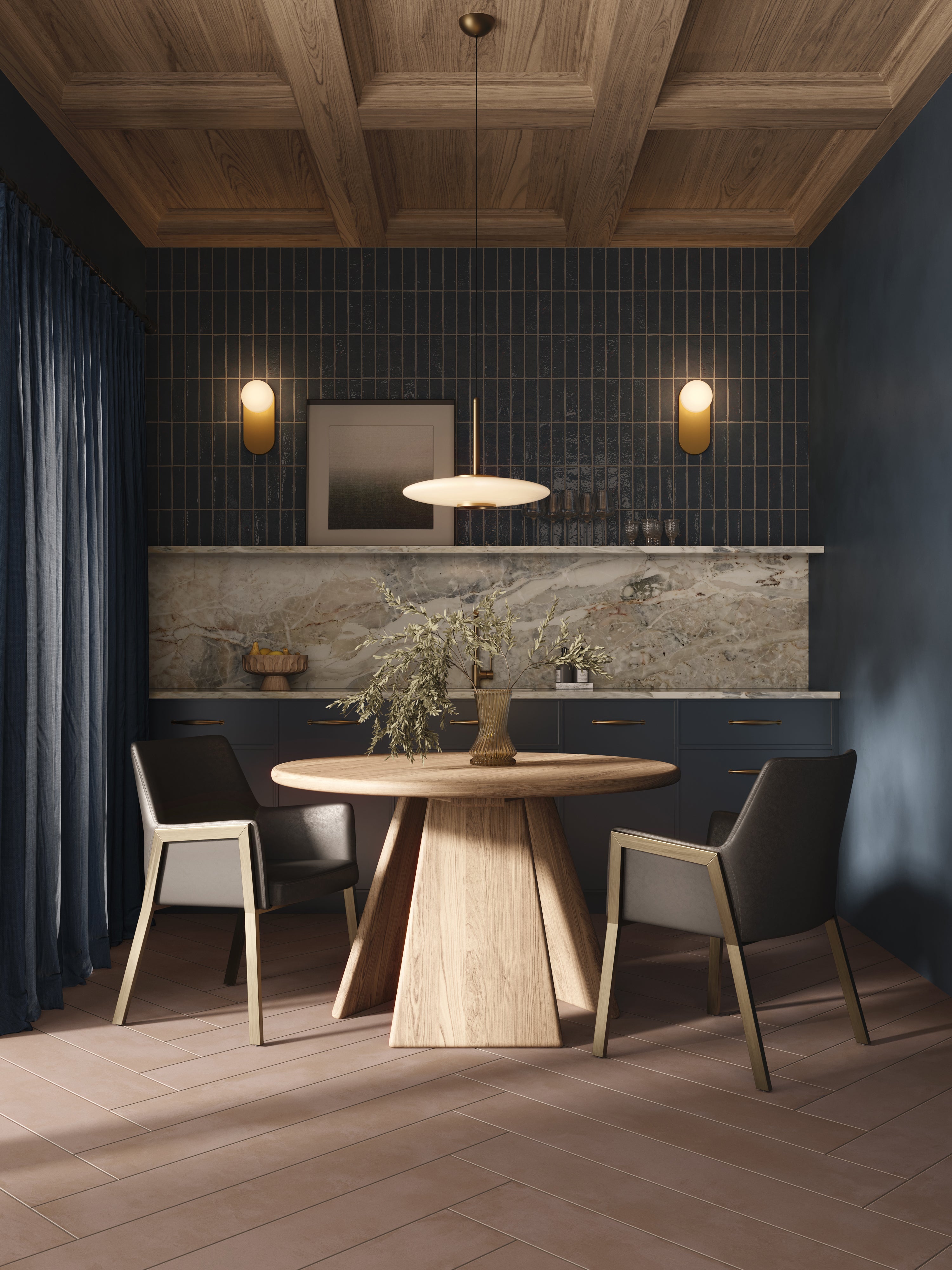 Corentin Walnut Round Dining Table in Matte, 48"