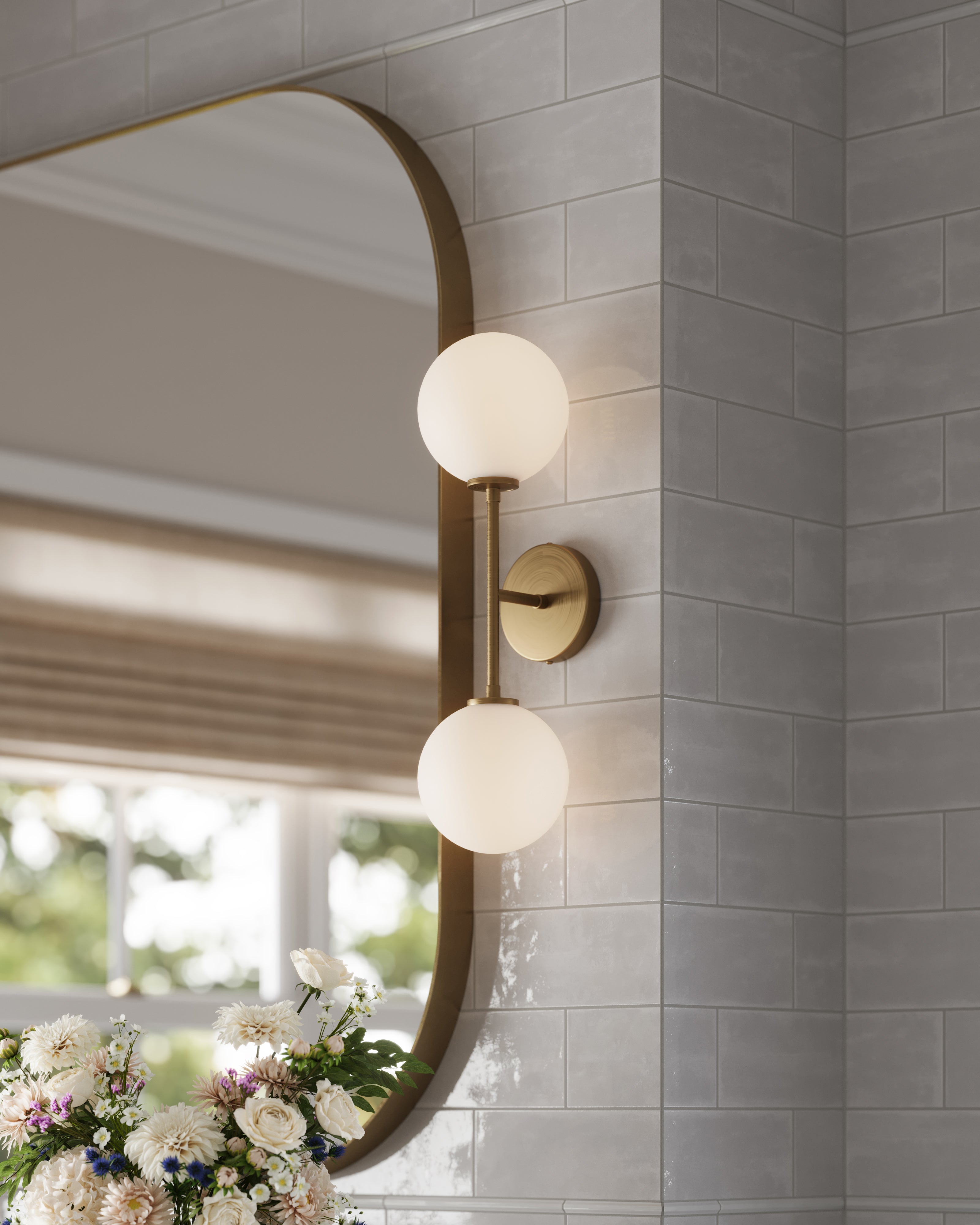 Hailey 20" 2 Lights Wall/Vanity Light in Aged Gold/Opal Matte Glass
