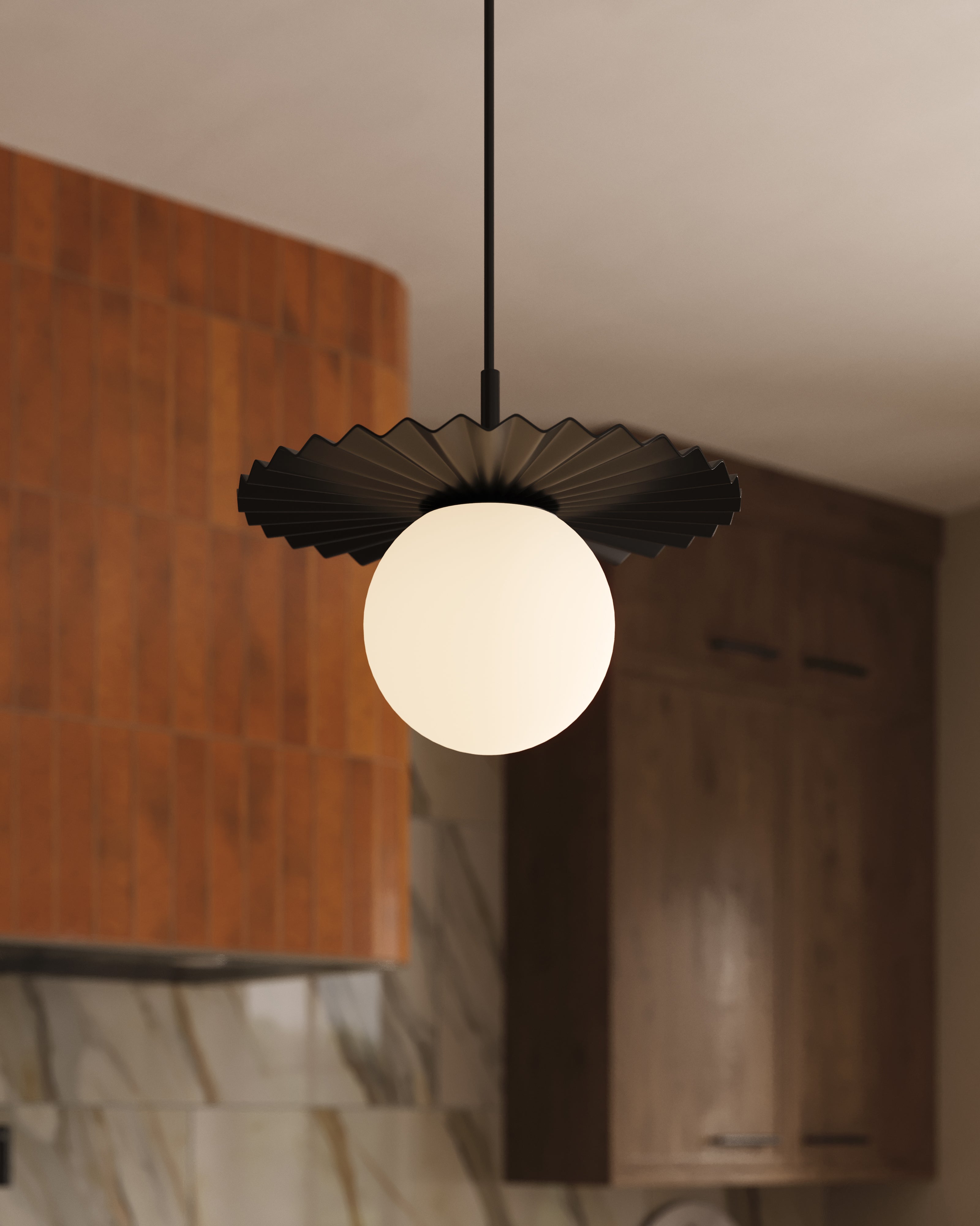 Priya 12" 1 Light Pendant in Matte Black/Opal Matte Glass