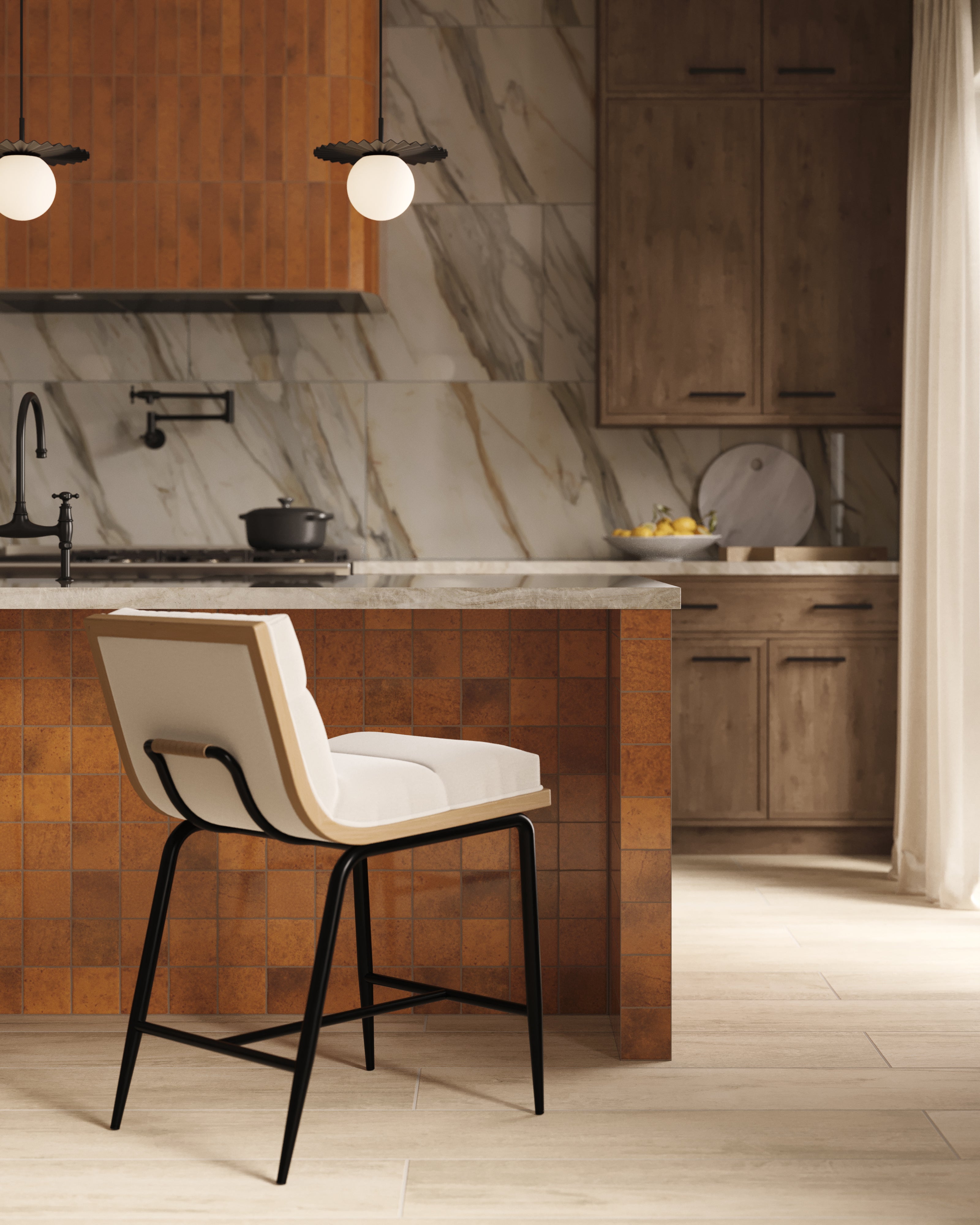 Amelia 4x4 Glossy Crackled Ceramic Tile in Turmeric