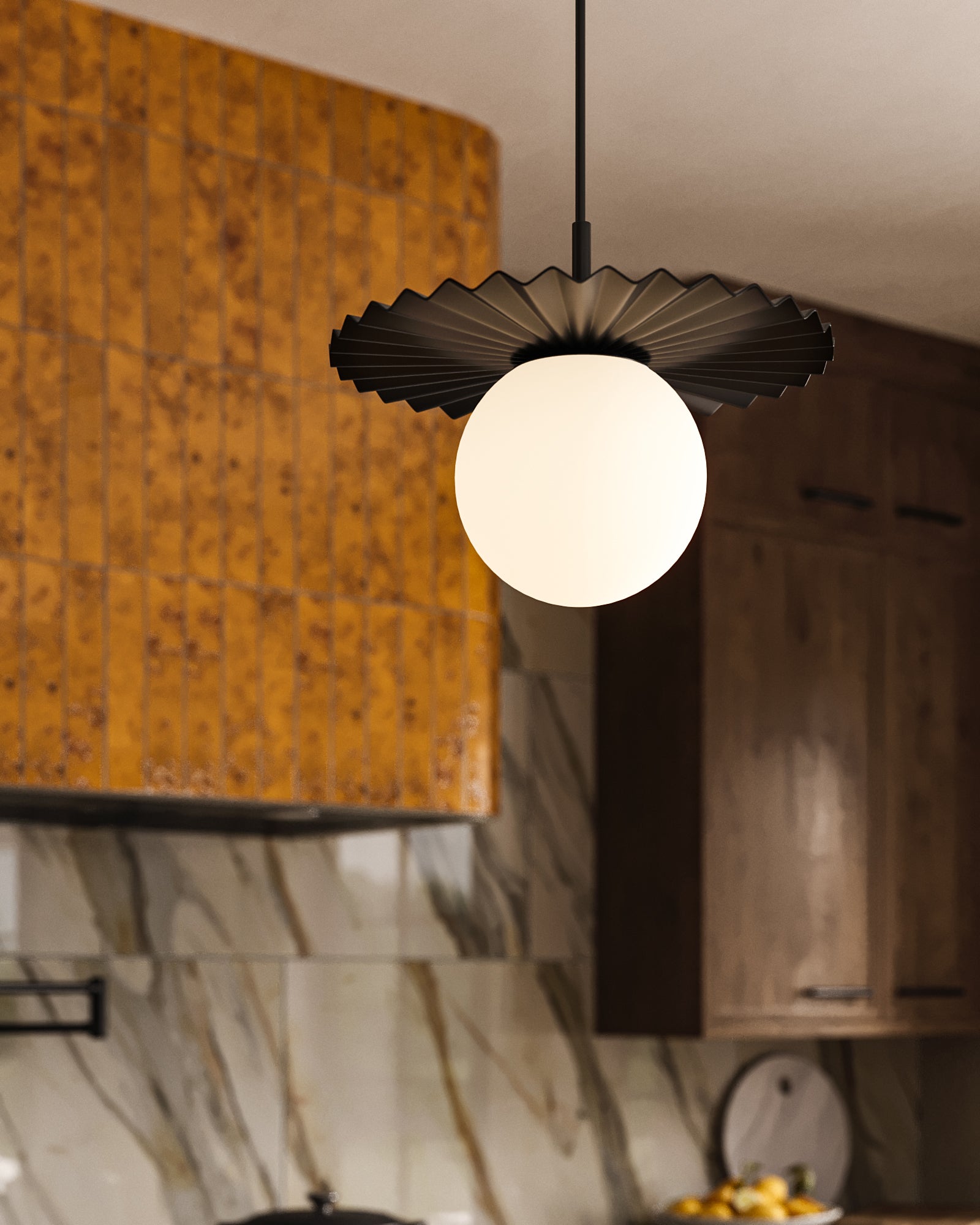 Priya 12" 1 Light Pendant in Matte Black/Opal Matte Glass
