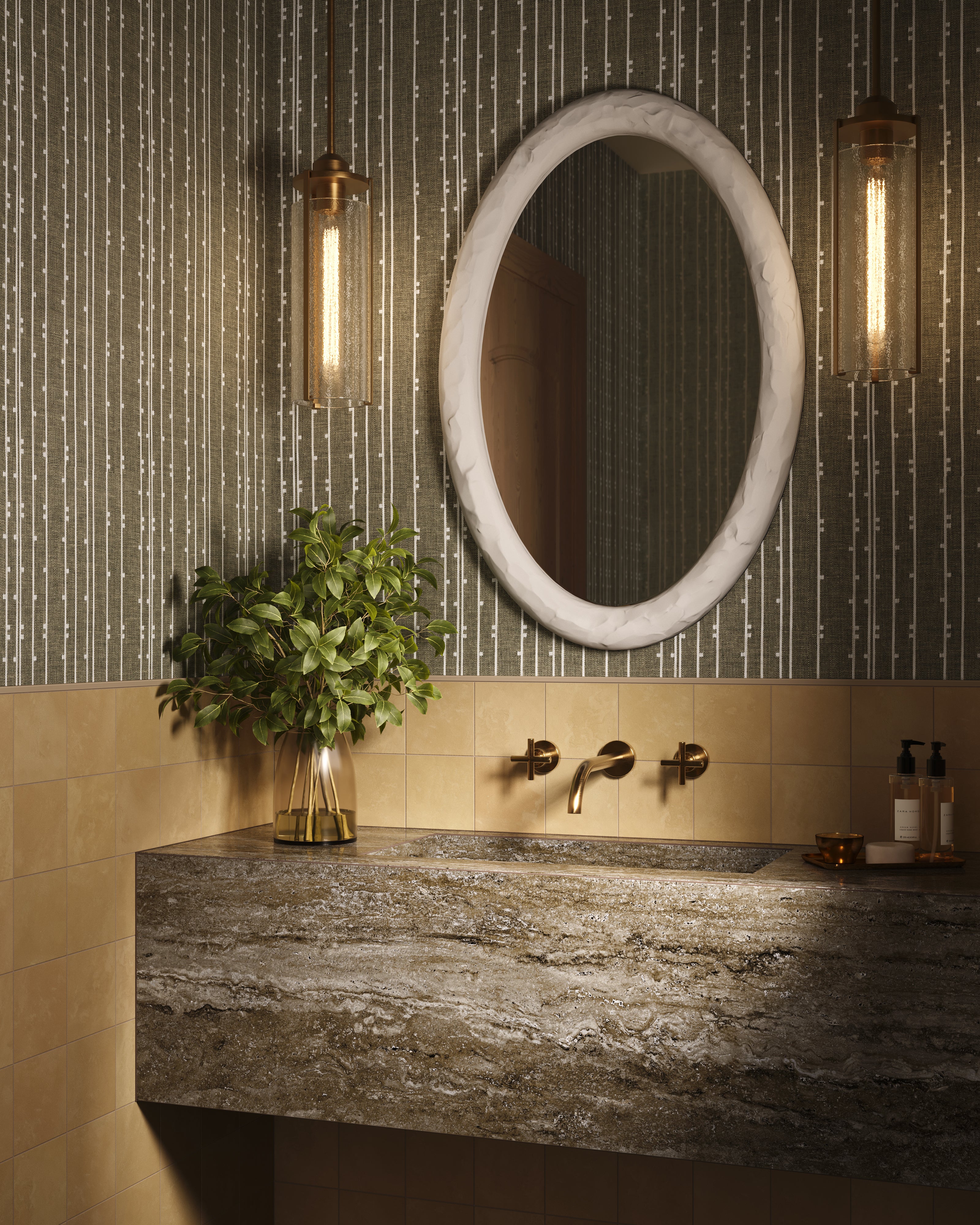 Lunette Oval Mirror in White