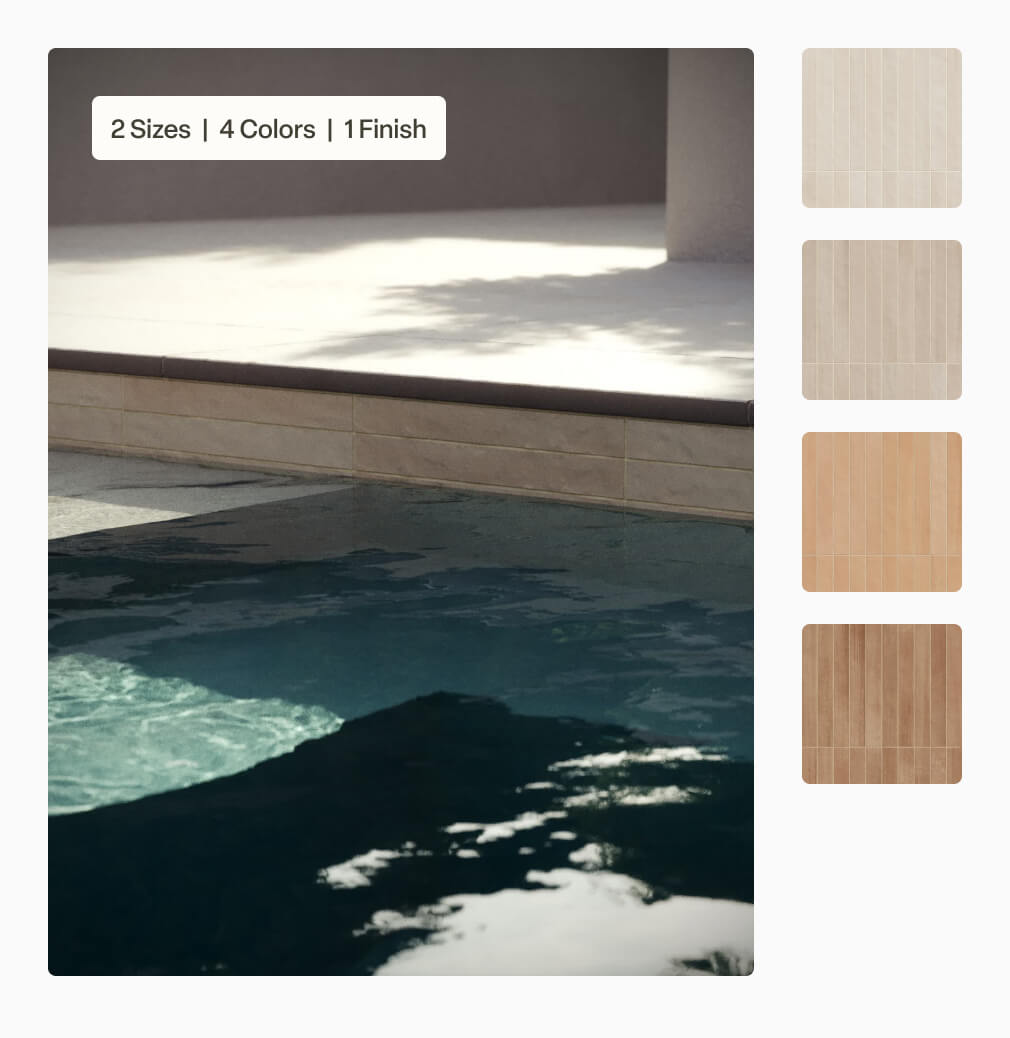 Catalina tile used as a pool waterline, bringing a refined, coastal-inspired touch to the water’s edge.