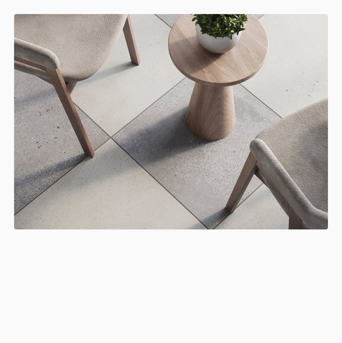 24x24 Terrazzo Look Porcelain Tiles adding a modern and luxurious touch to chic living spaces.