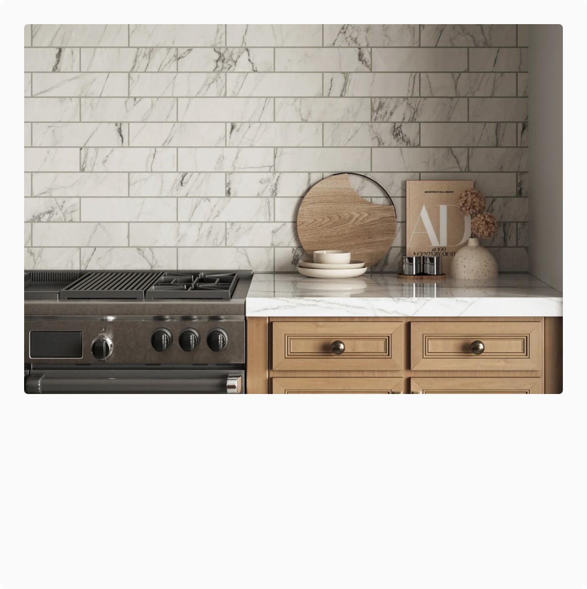 Classic Subway Tile backsplash brings timeless elegance to modern kitchens, enhancing style and sophistication.