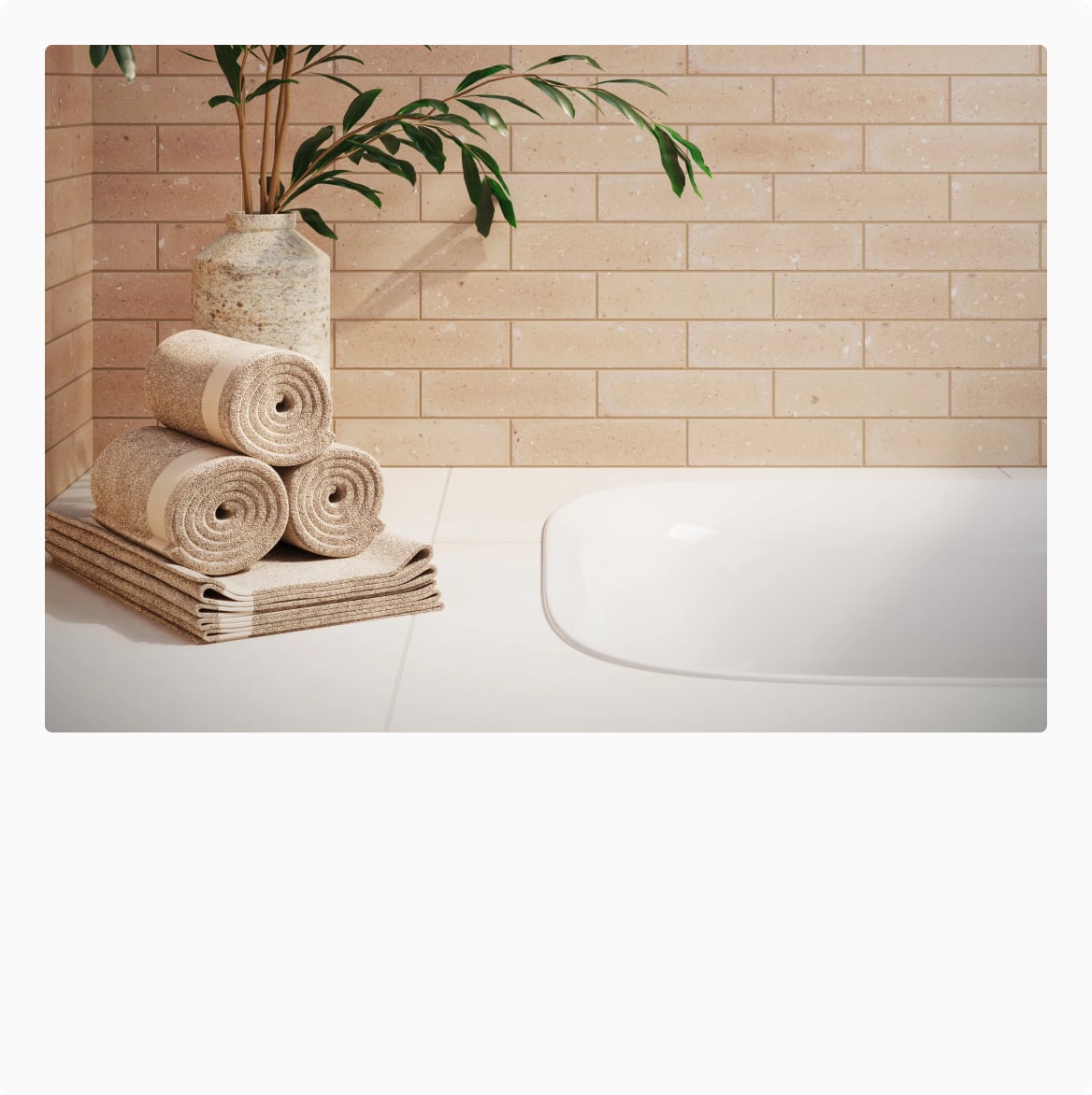 Cozy bathroom adorned with new tile arrivals, crafting an inviting retreat with the latest in tile sophistication.