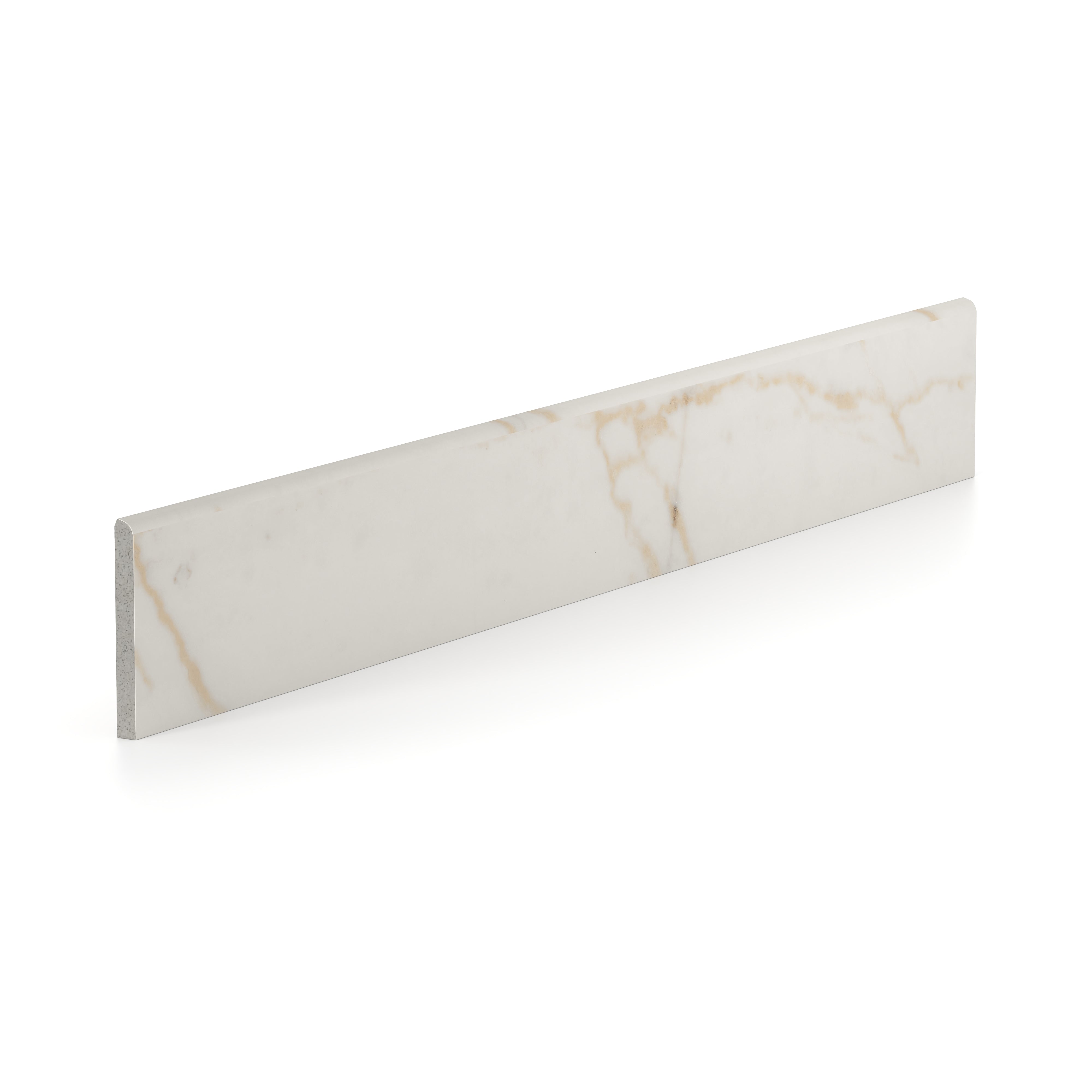 Giada 3x24 Matte Porcelain Bullnose Tile in Calacatta Gold