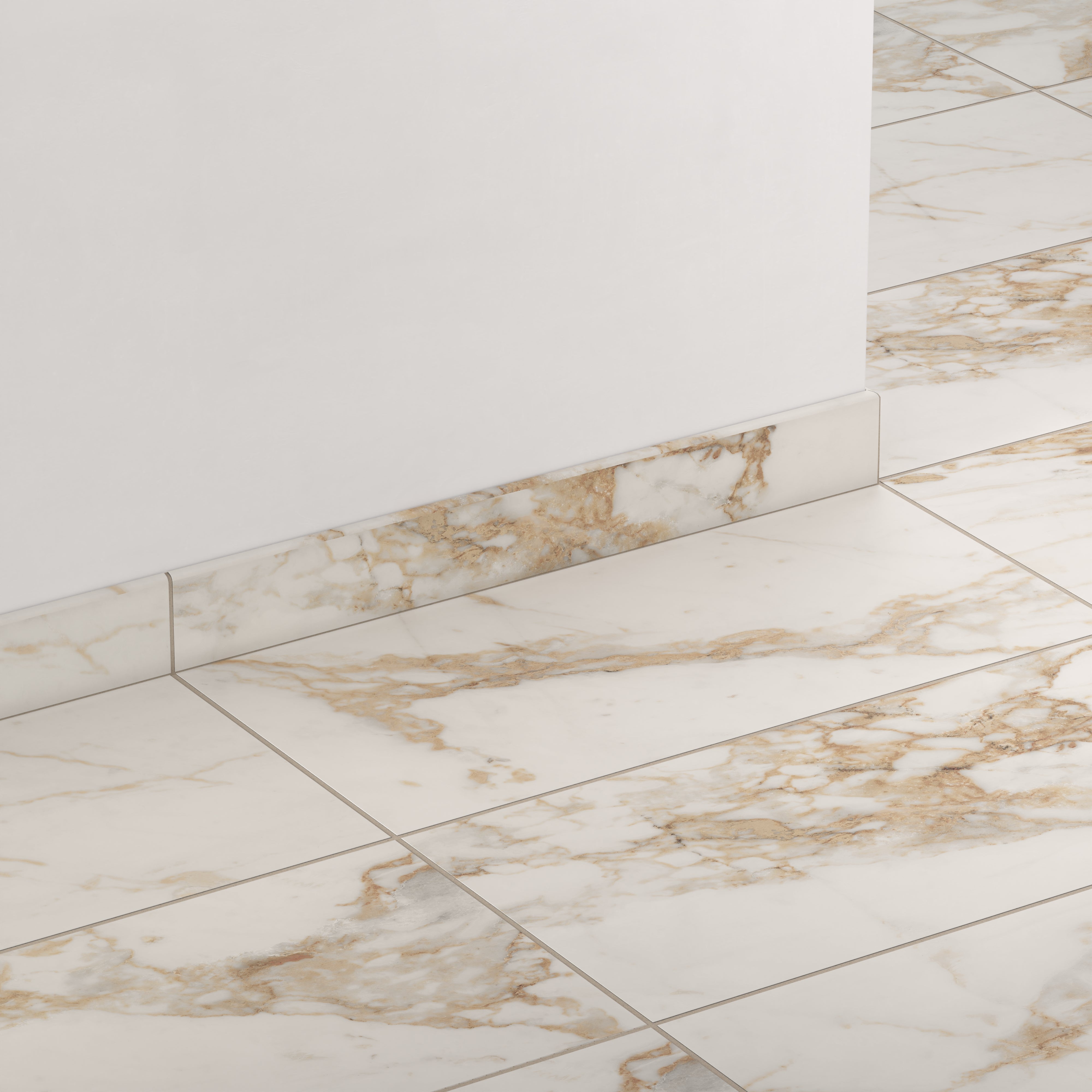 Giada 3x24 Matte Porcelain Bullnose Tile in Calacatta Gold