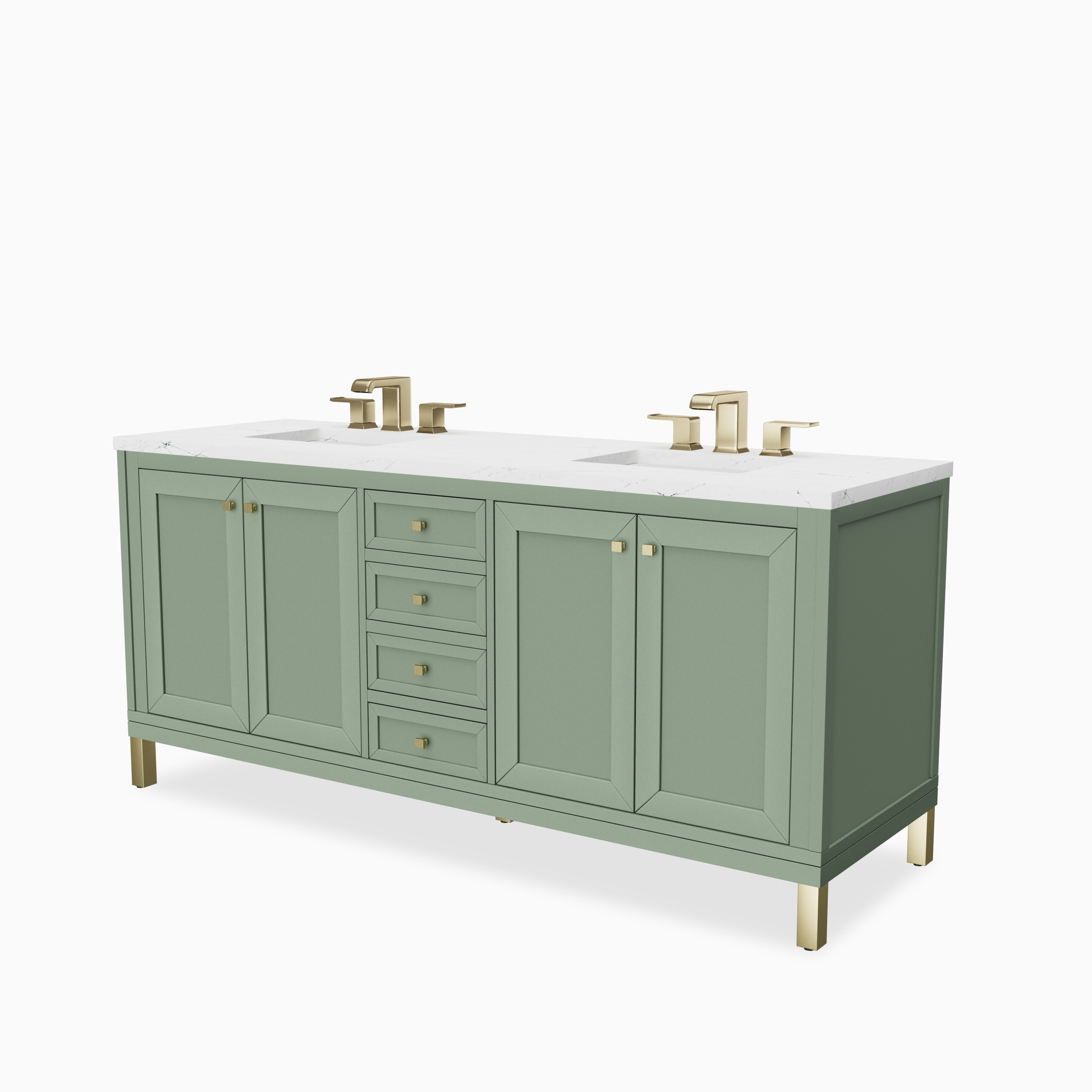 Janelle 72" Double Vanity in Smokey Celadon with 3 cm Ethereal Noctis Silestone Top