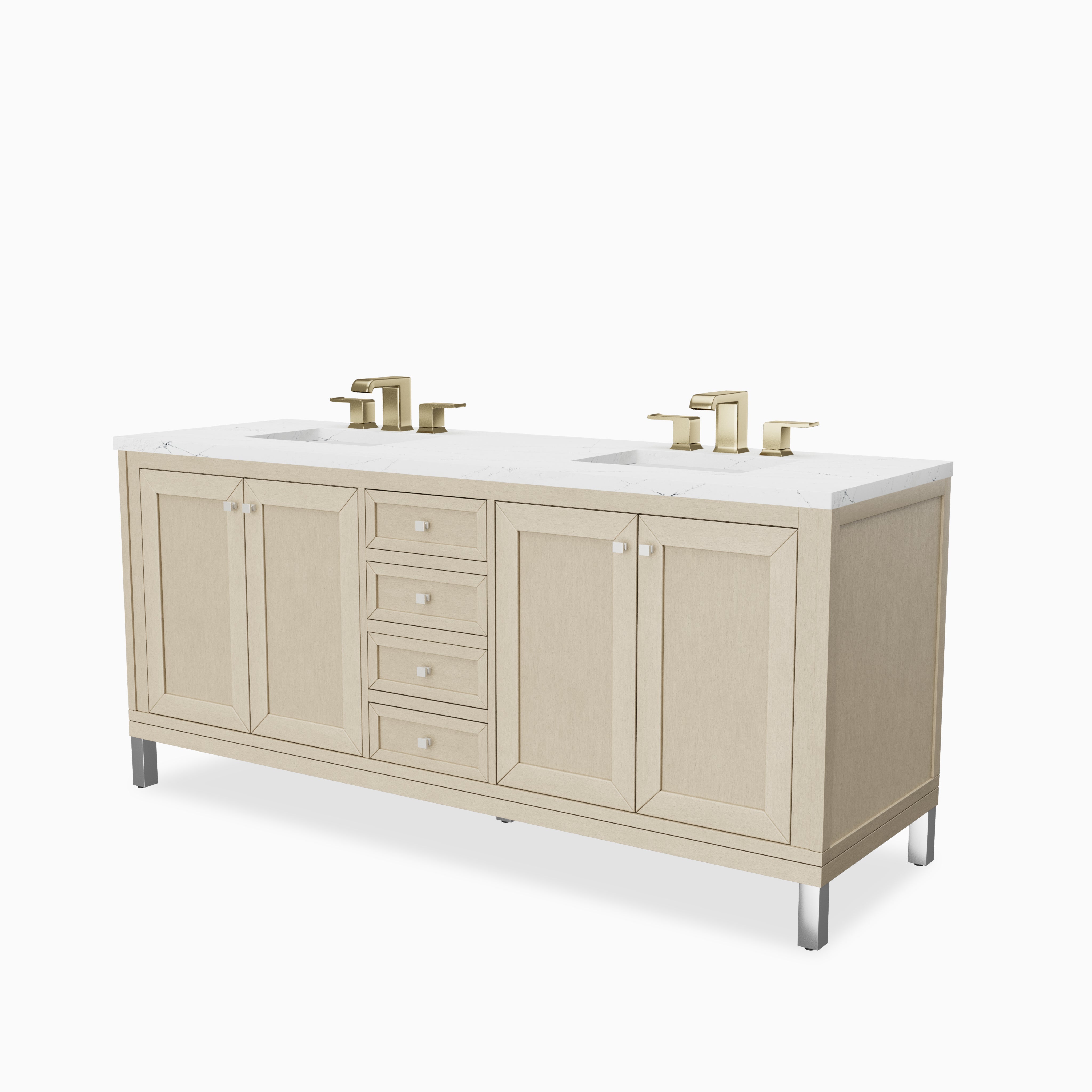 Janelle 72" Double Vanity in Walnut Whisper with 3 cm Ethereal Noctis Silestone Top