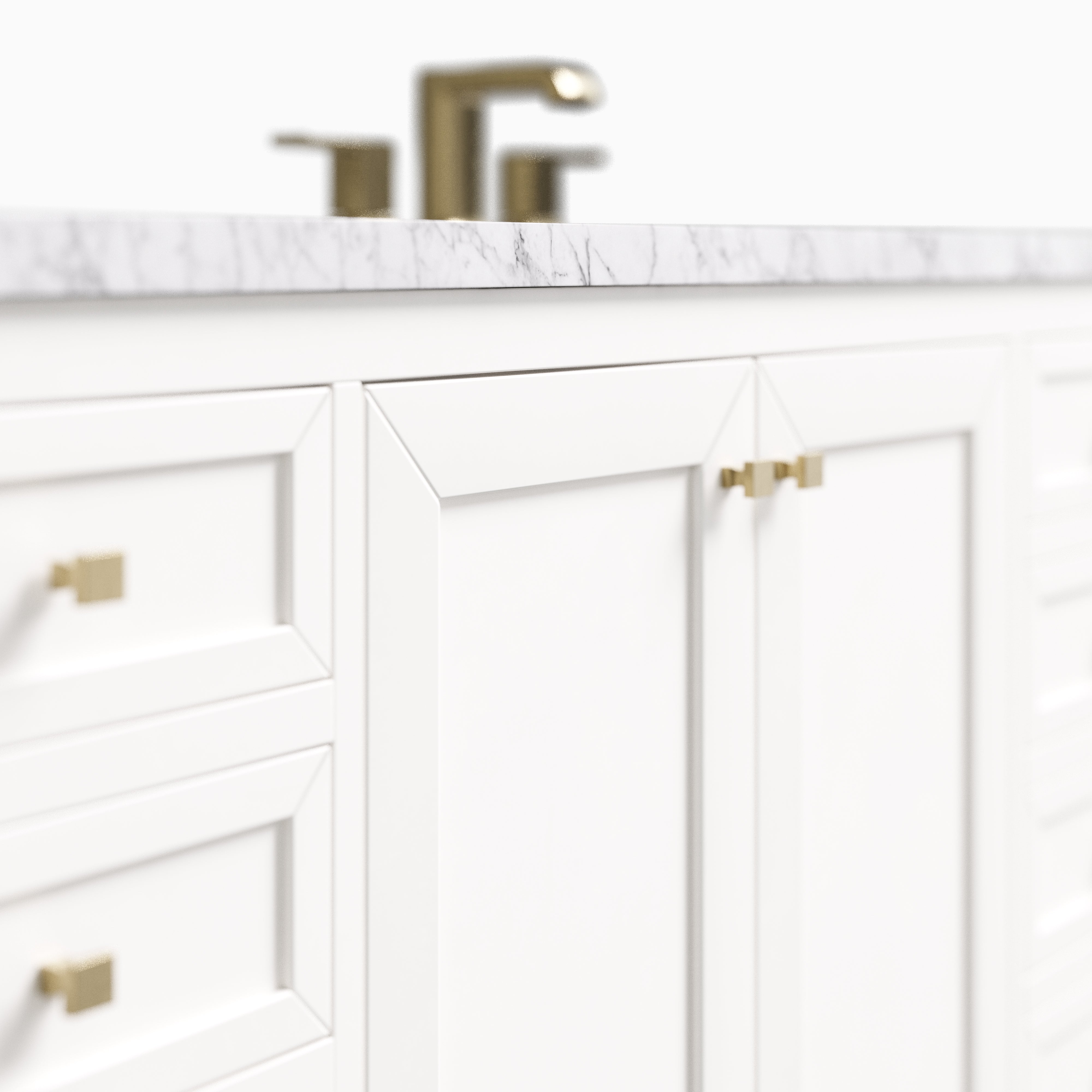 Janelle 60" Double Vanity in Glossy White with 3 cm Carrara Marble Top