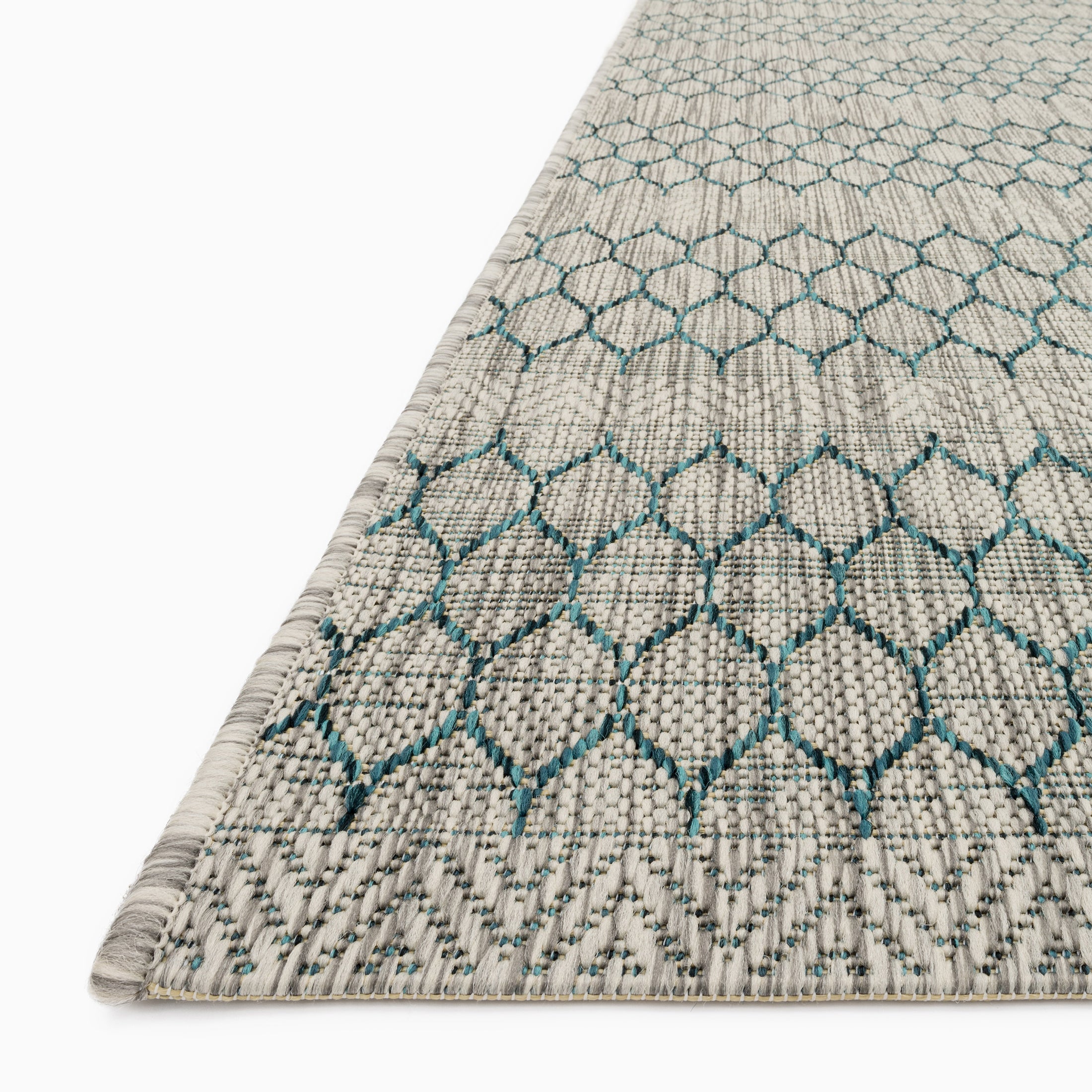 Marroway Indoor/Outdoor Rug in Grey / Teal, 7'10" x 10'9"