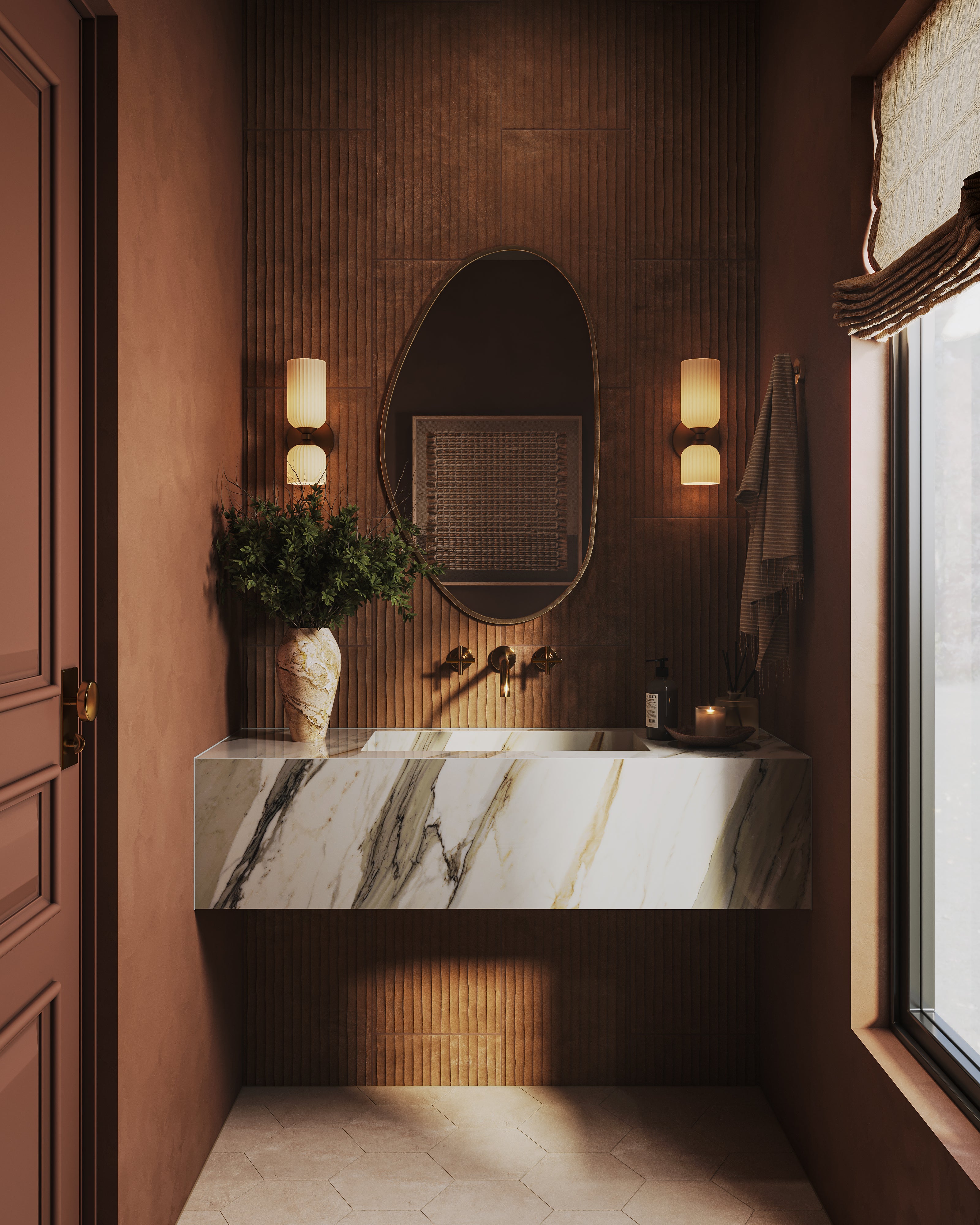 Aniston 24x48 Polished Porcelain Tile in Calacatta Cremo